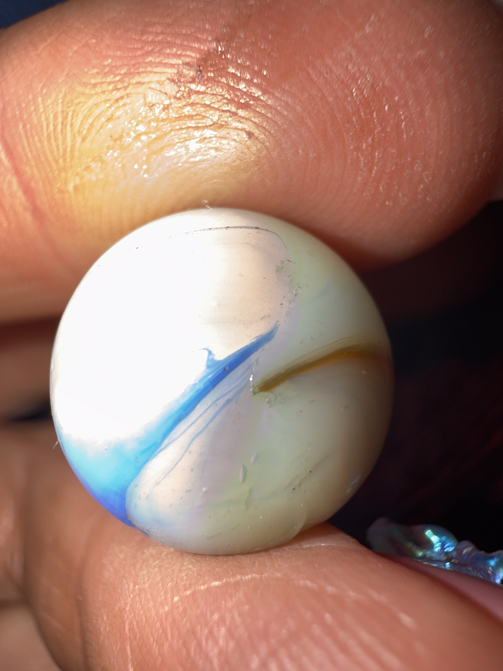 Blue and Caramel Swirl by Akro Agate Company