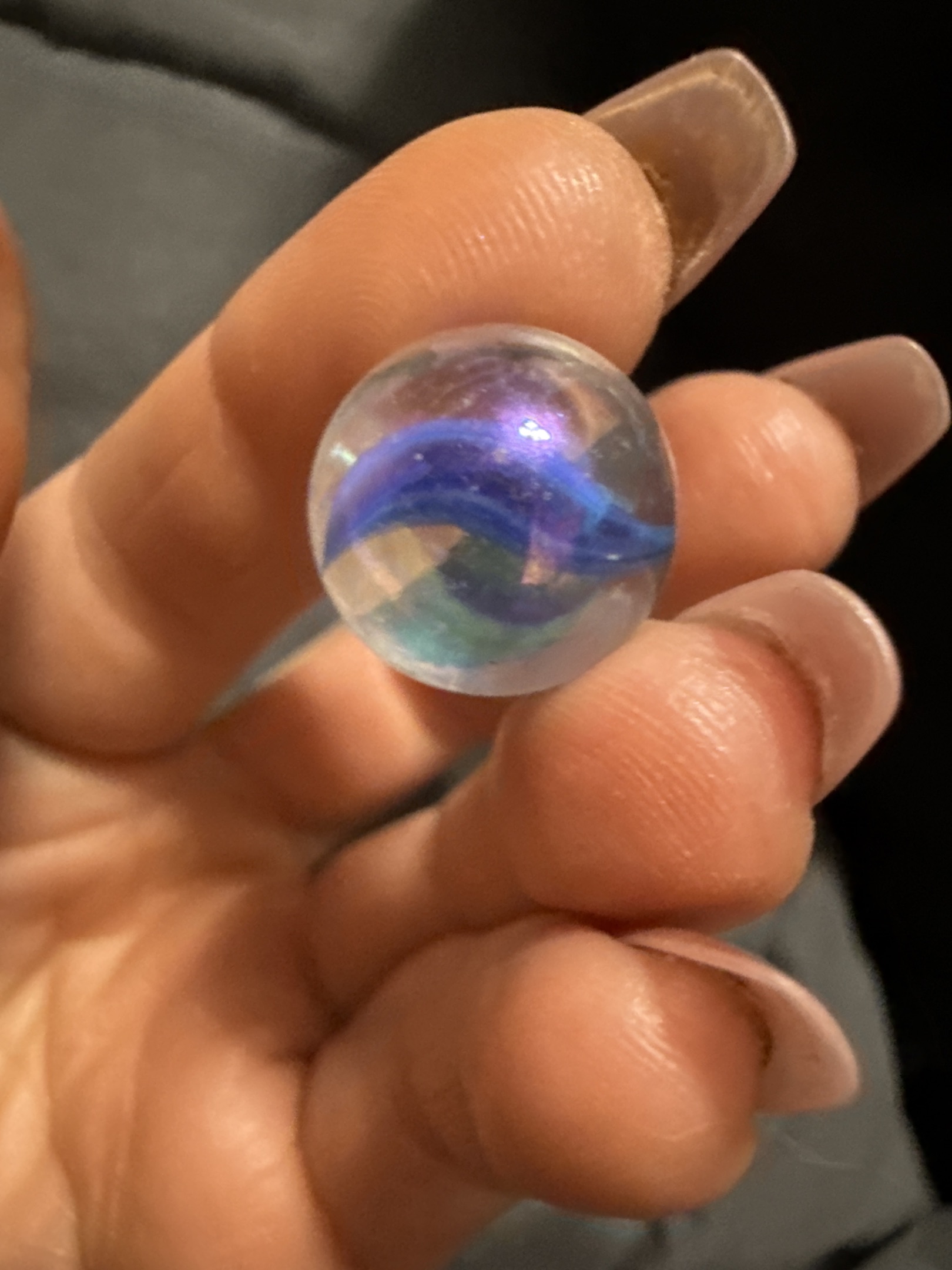 Iridescent Blue Ribbon by Vacor de Mexico (Mega Marbles)