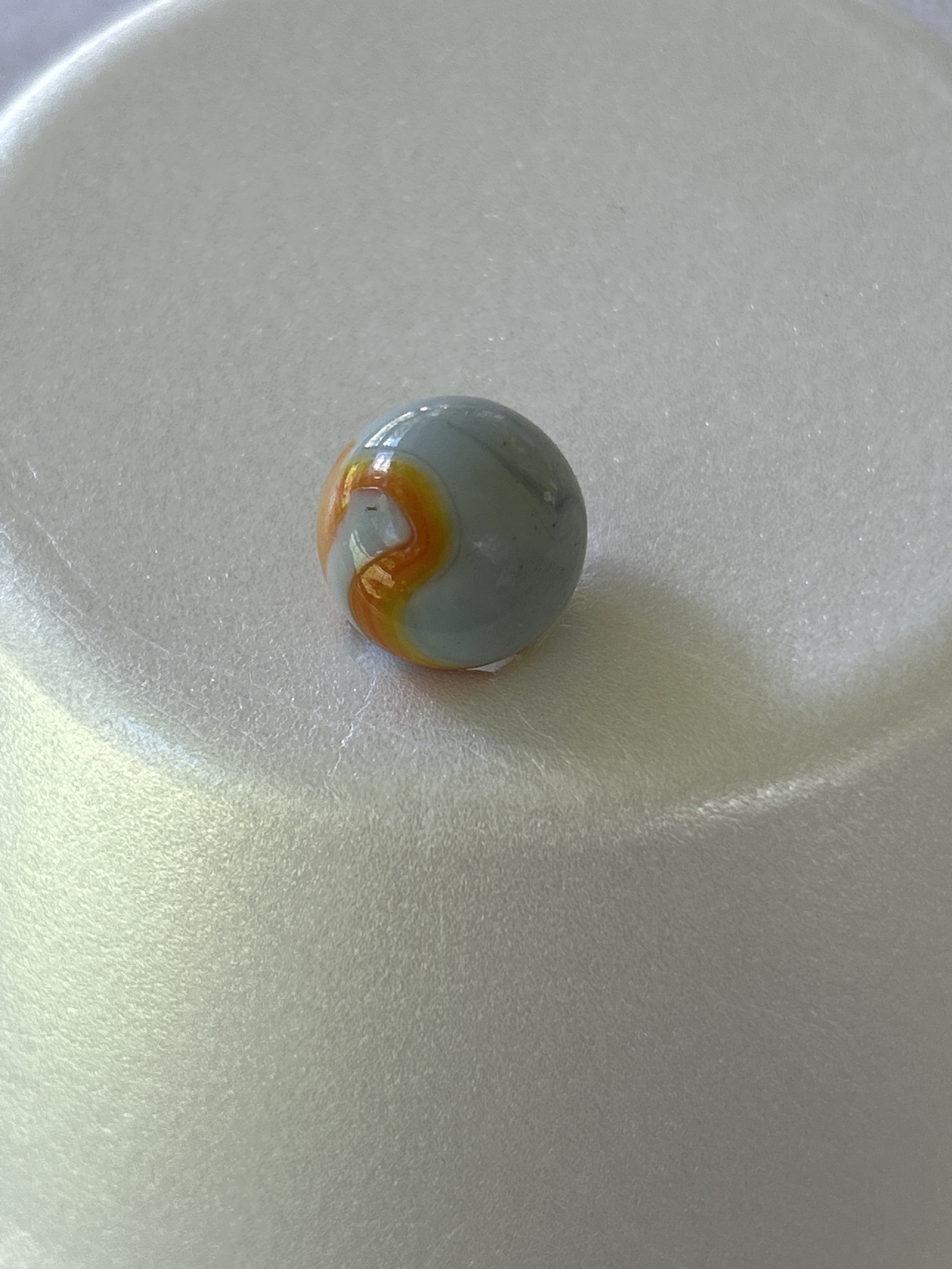 Peach and Blue-Gray Swirl by Alley Agate, identification view