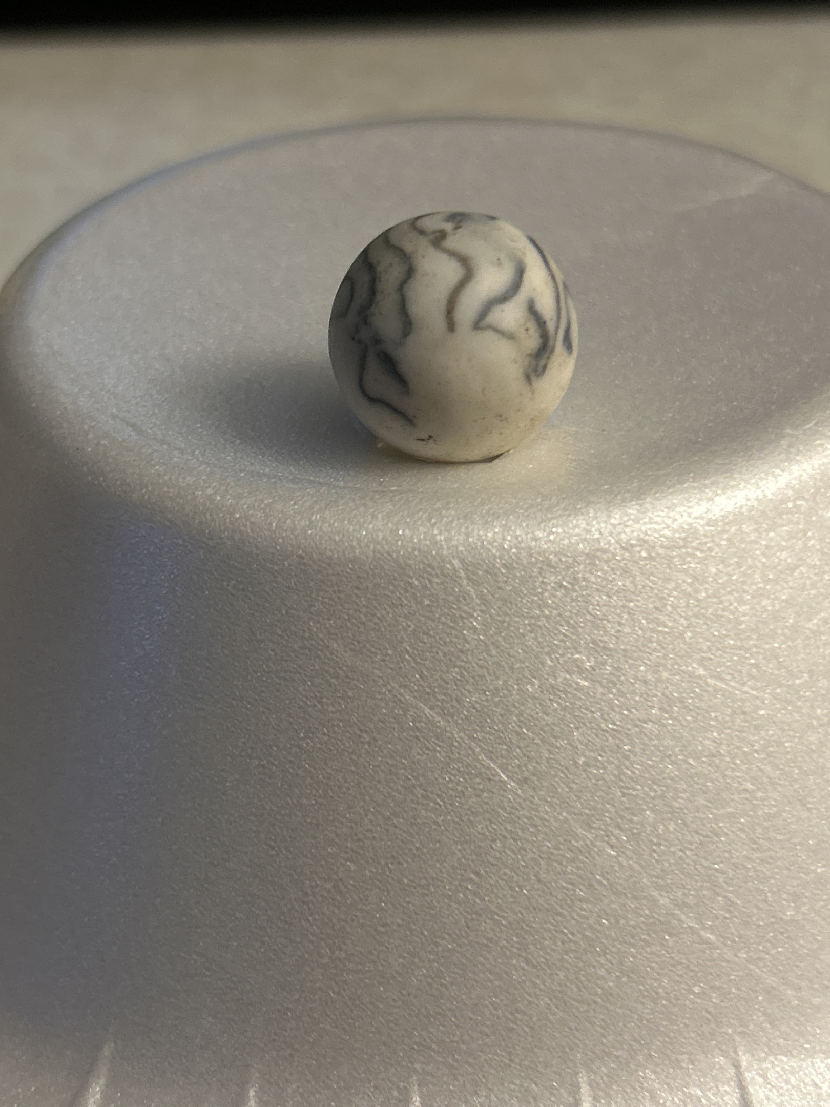 Hand-Painted Swirled Clay (Lined Clay) by German or American Folk Art Artisans, identification view