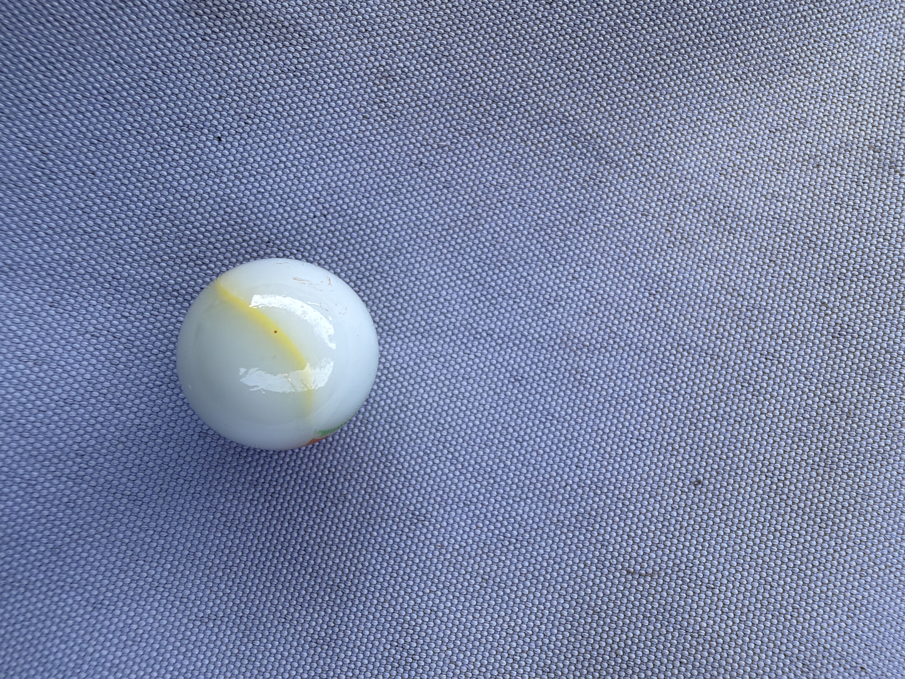 White Rainbow with Yellow Stripe by Peltier Glass Company, identification view