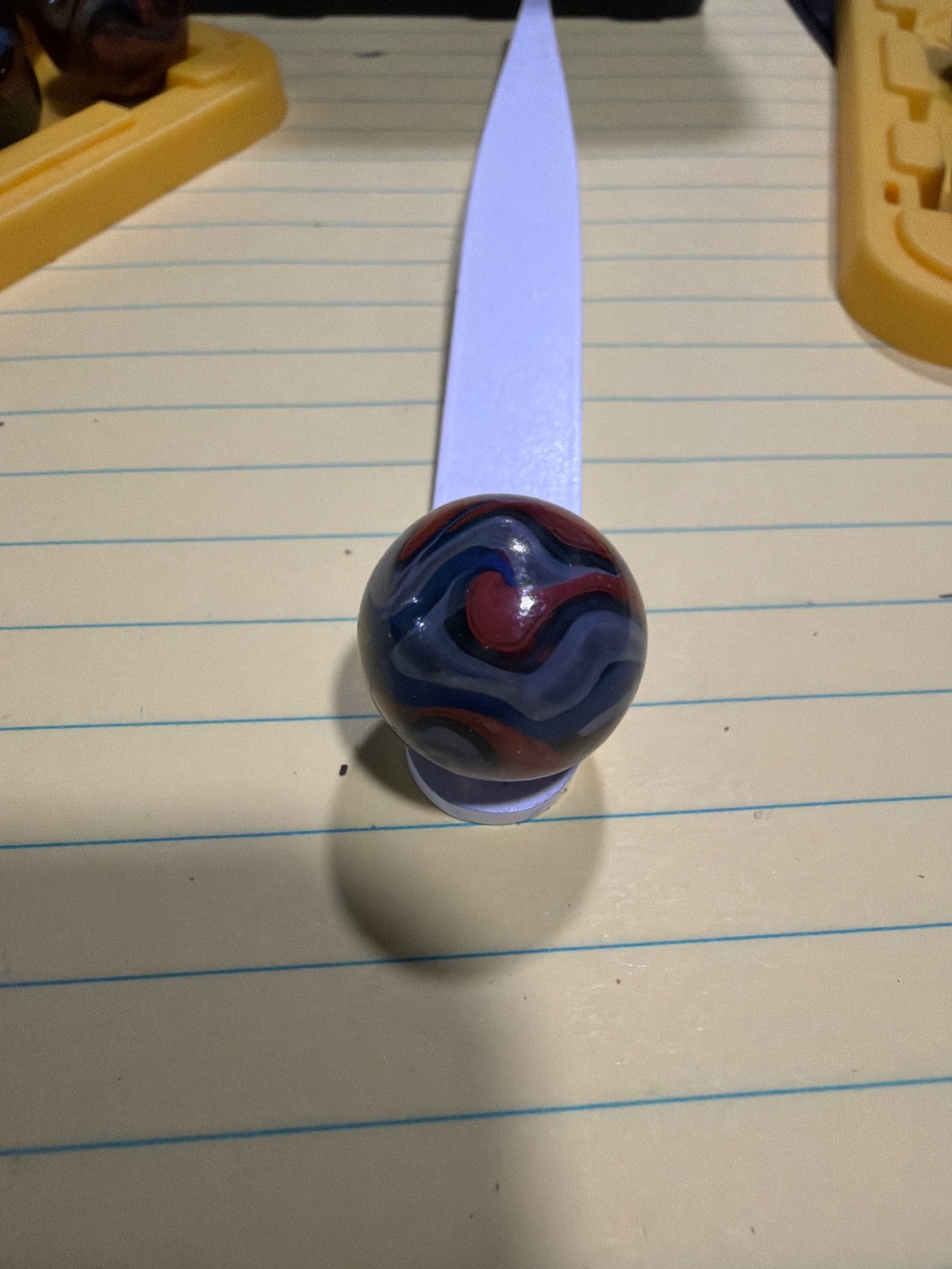 Special - Red and Blue on Dark Opaque by Akro Agate, identification view