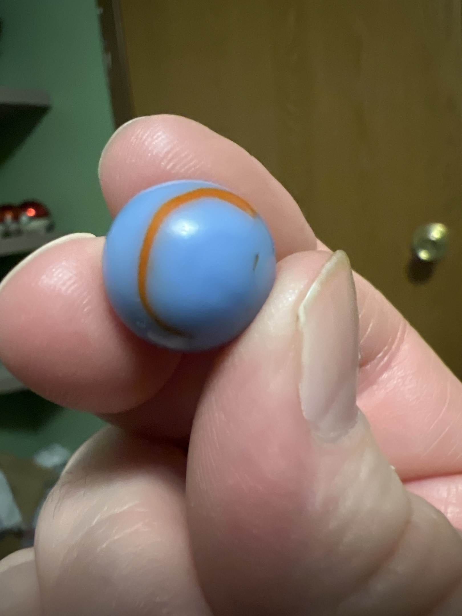 Blue and Orange Swirl by Akro Agate Company
