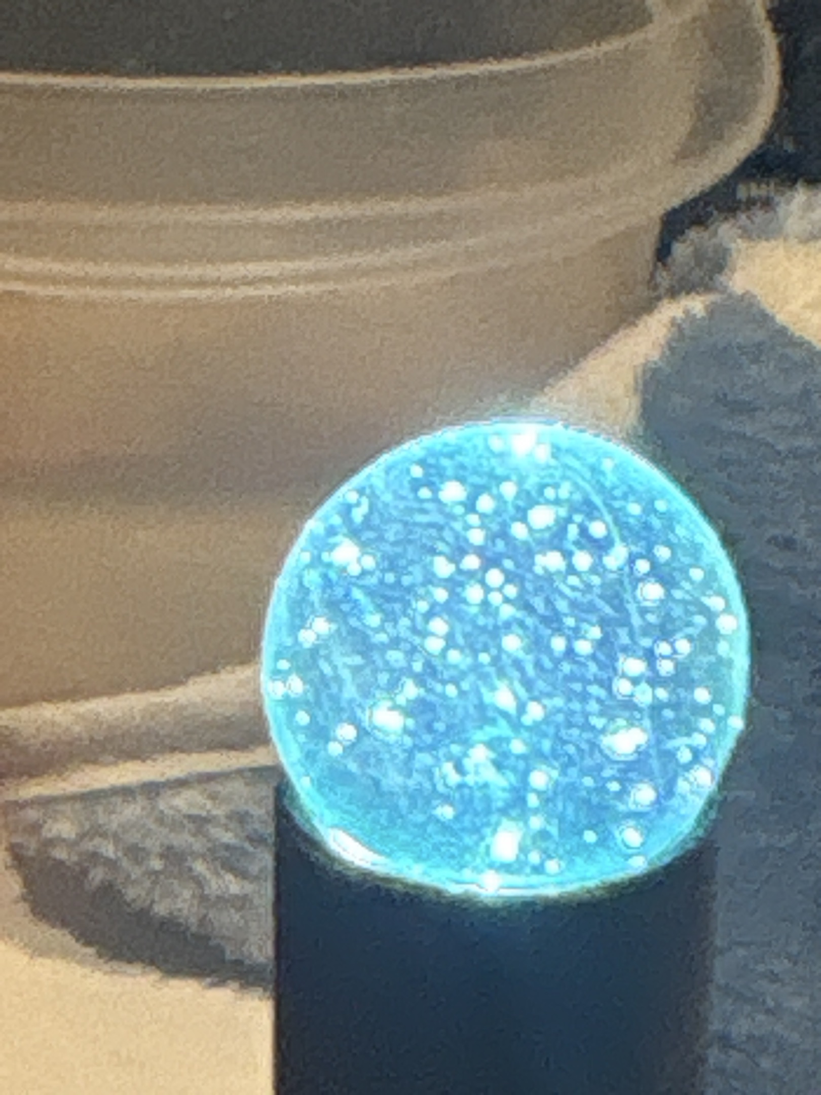 Electric Blue Sparkler / Fluorescent Swirl by Christensen Agate Company, identification view