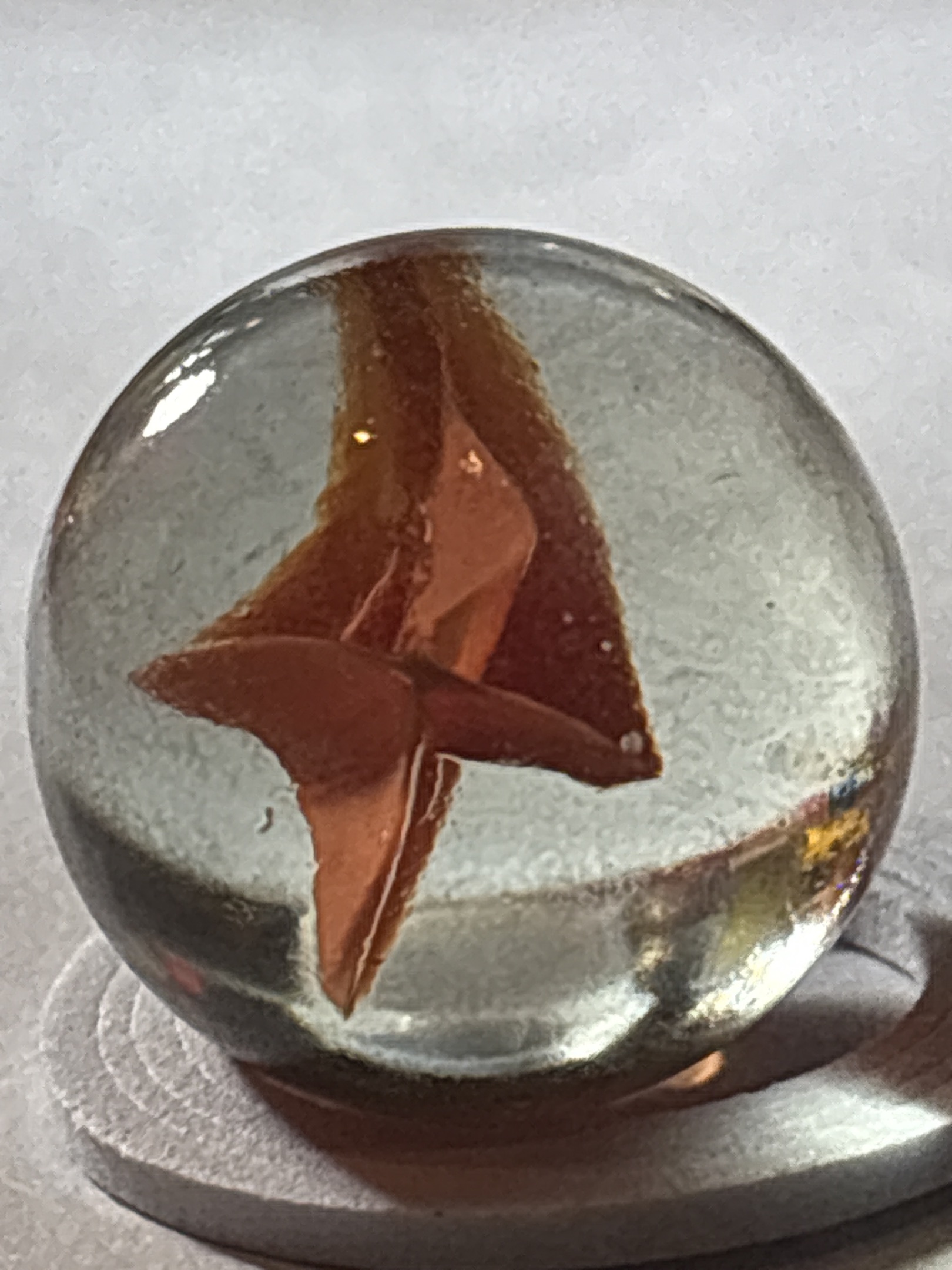 4-Blade Orange/Amber Cat's Eye by Vitro Agate Company, identification view