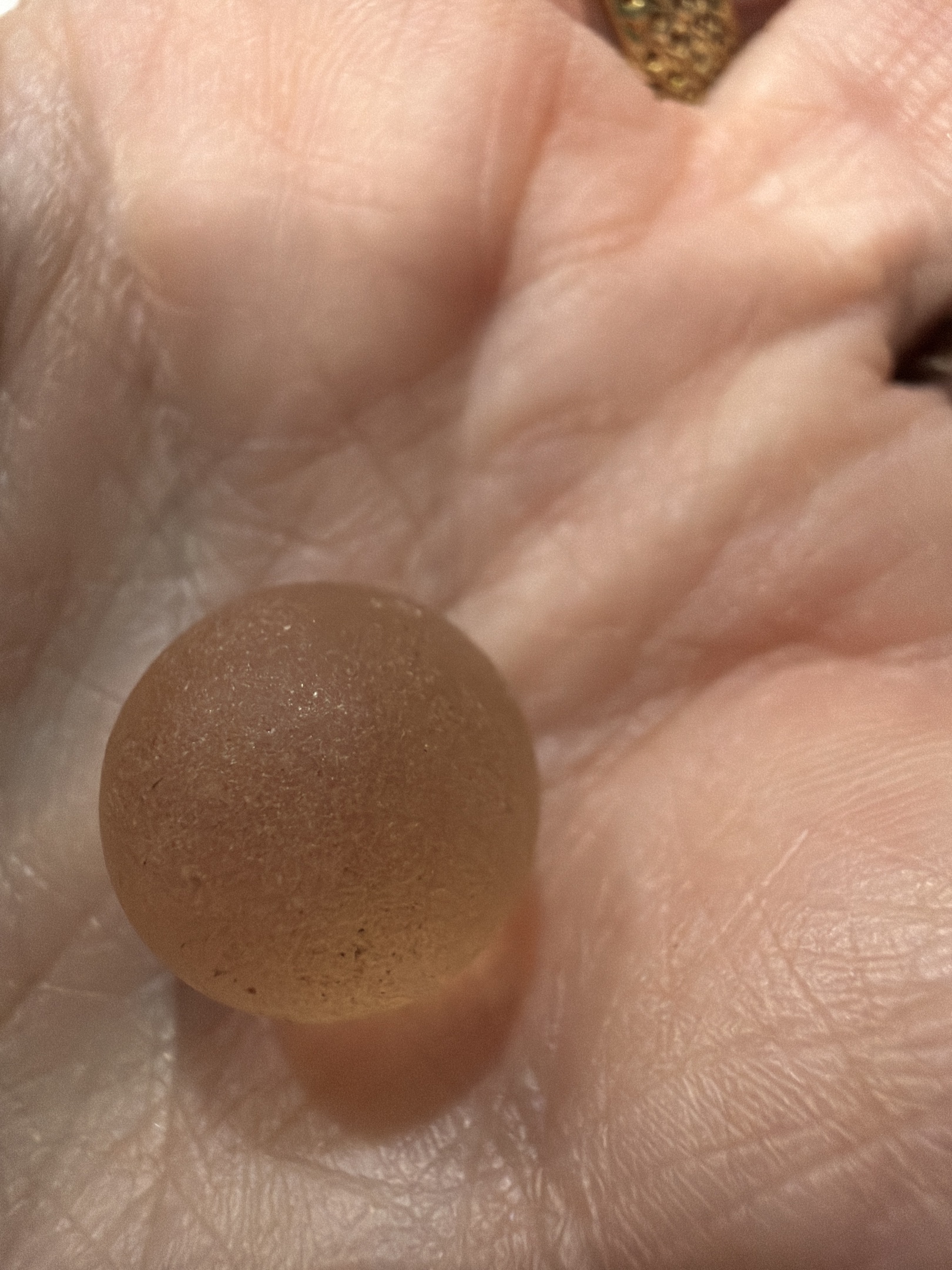 Salt-Glazed Tan Stoneware / Frosted Natural Glass by Bennington / German Glassmakers, identification view