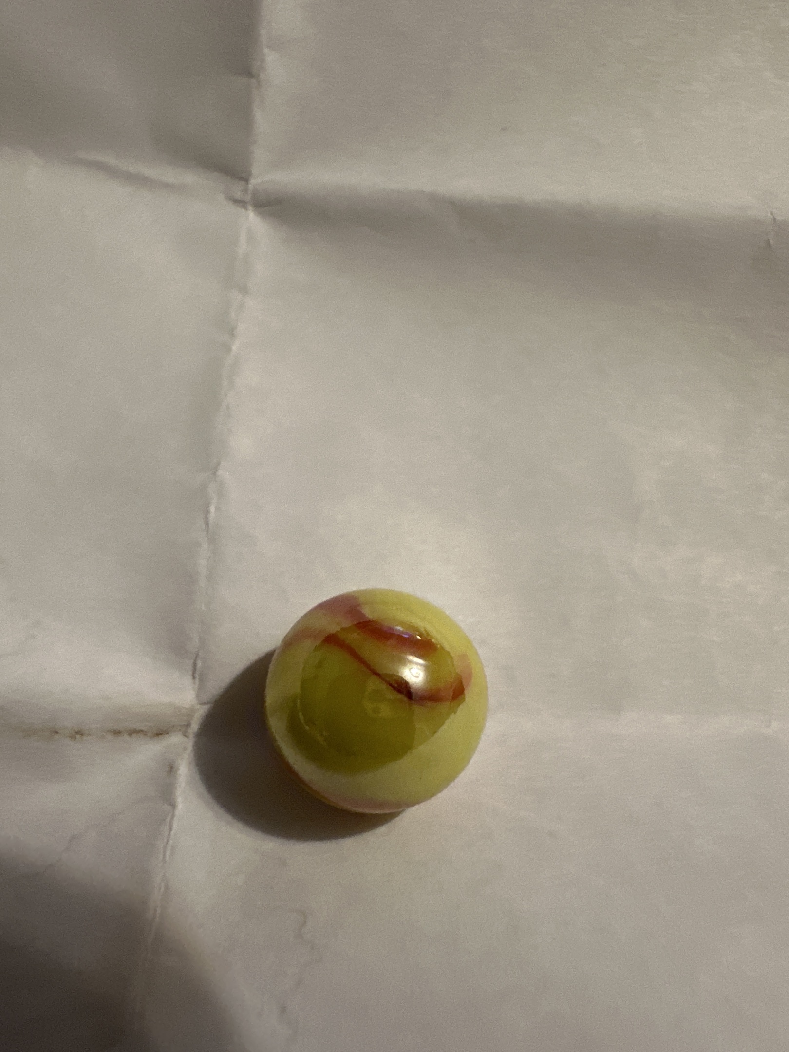 Yellow and Red Swirl / Conqueror by Vitro Agate Company, identification view