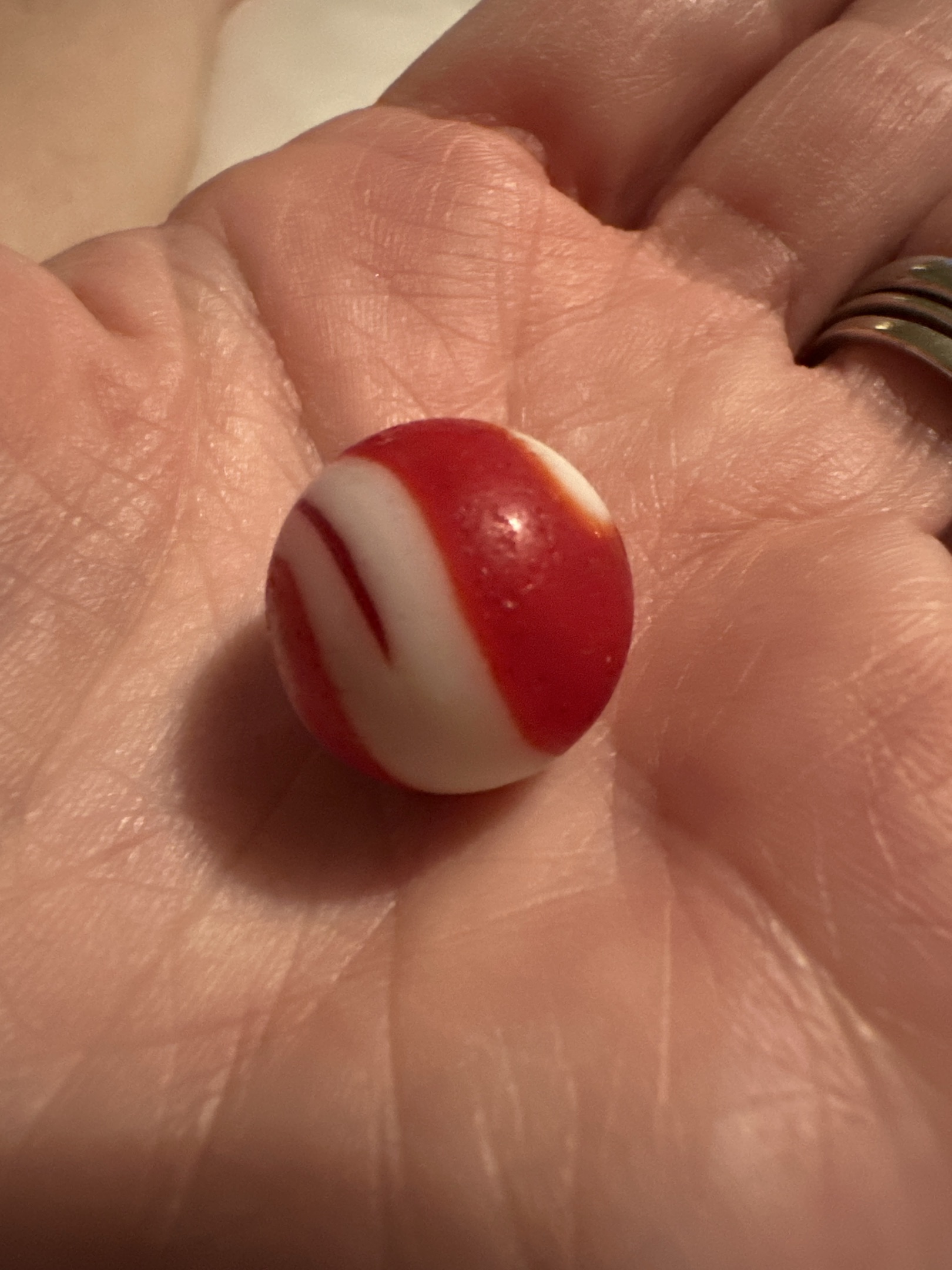 Red and White Swirl by Akro Agate Company