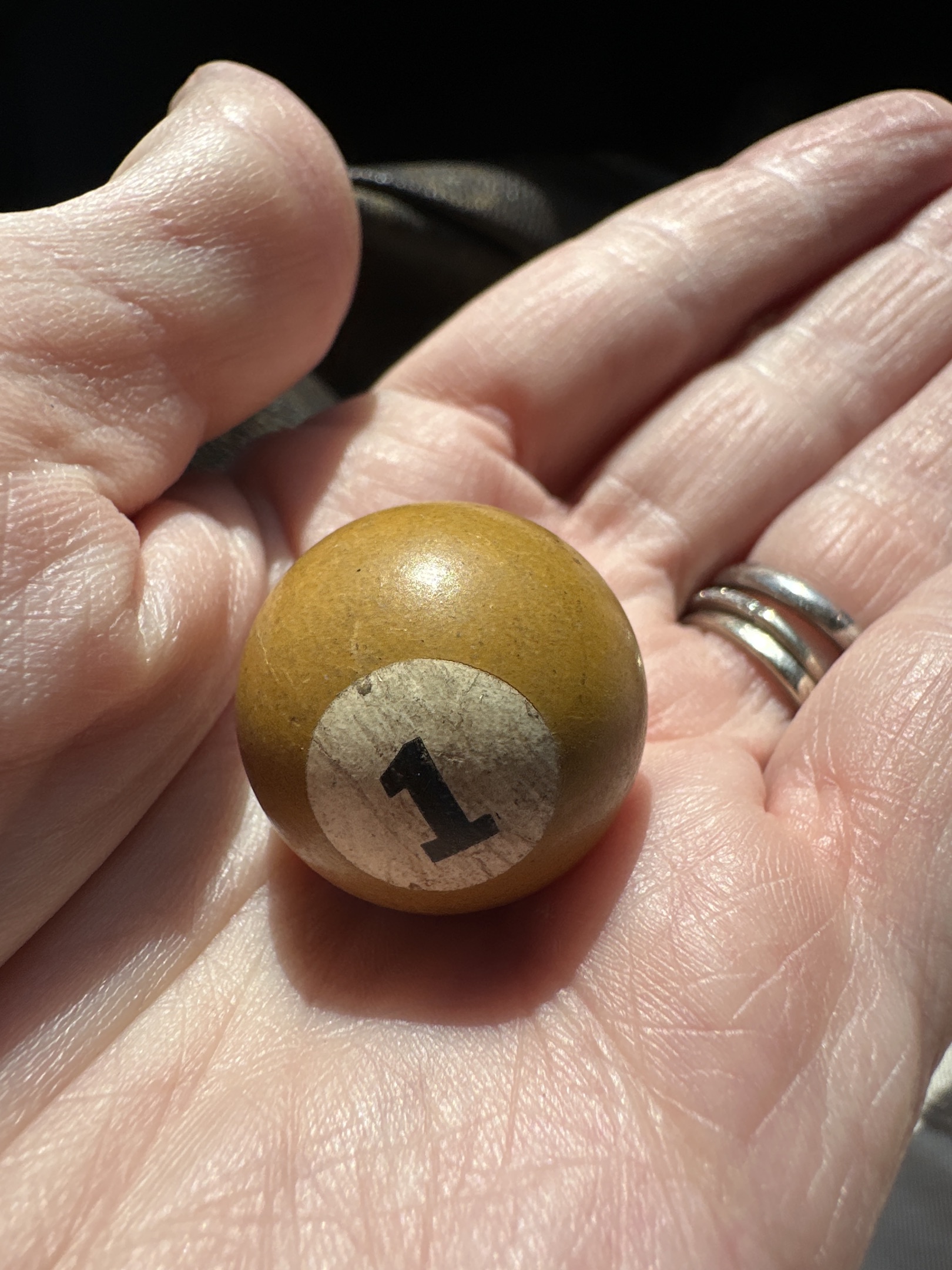 Miniature Billiard Ball (Number 1 - Yellow) by Unknown American/German Toy Manufacturer