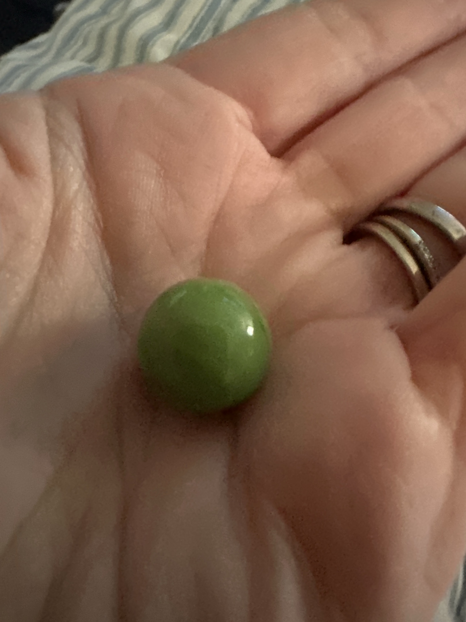 Opaque Green Game Marble by Vitro Agate Company, identification view