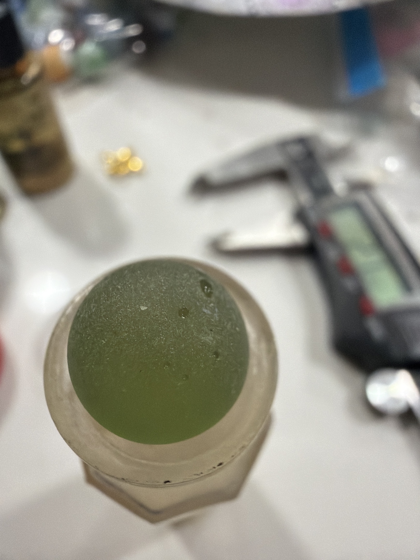 Frosted Green Sea Glass Marble by Unknown (Naturally Weathered), identification view