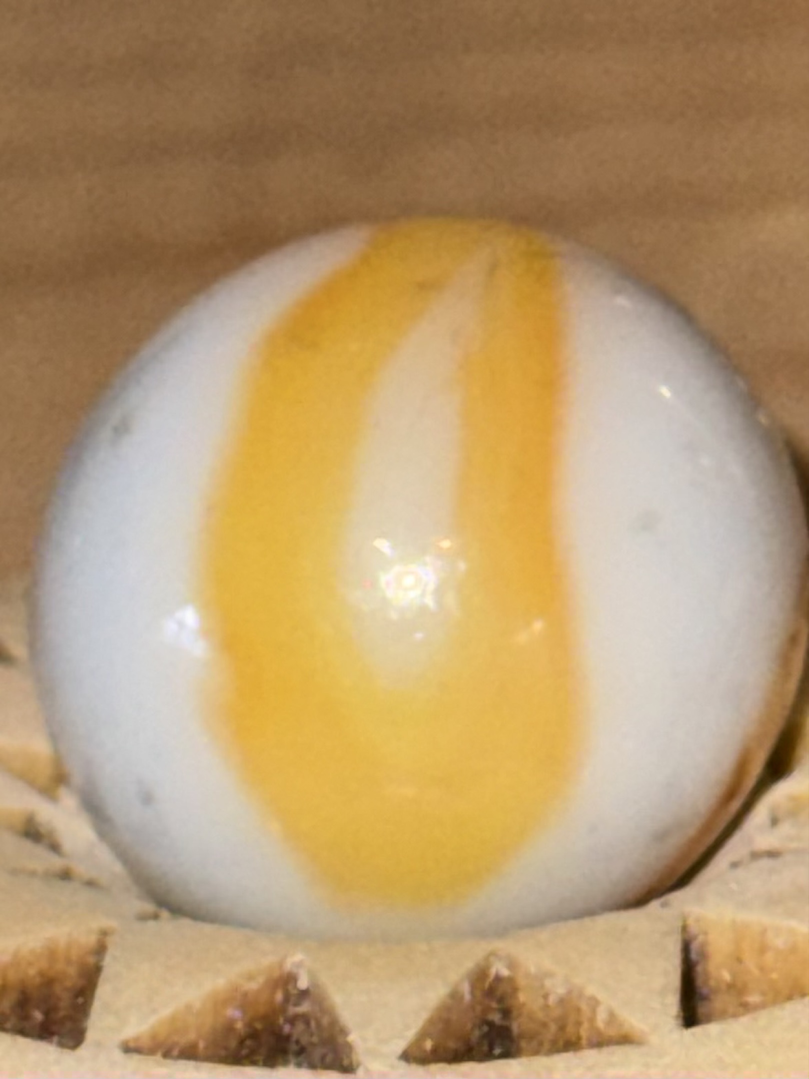 Orange Swirl (Cadmium Glow) by Akro Agate Company