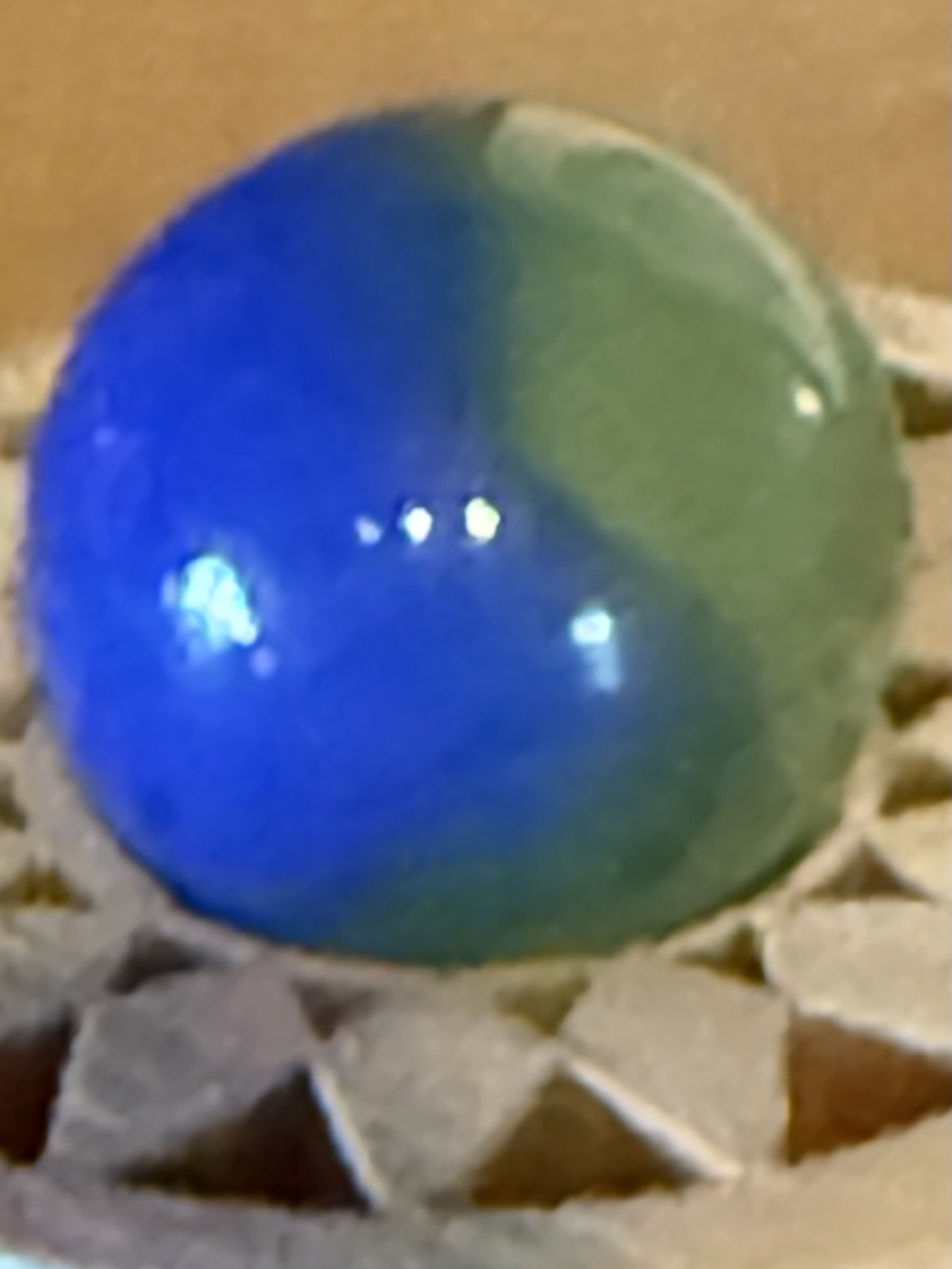 Uranium Patch (Blue & Green) by Akro Agate Company, identification view