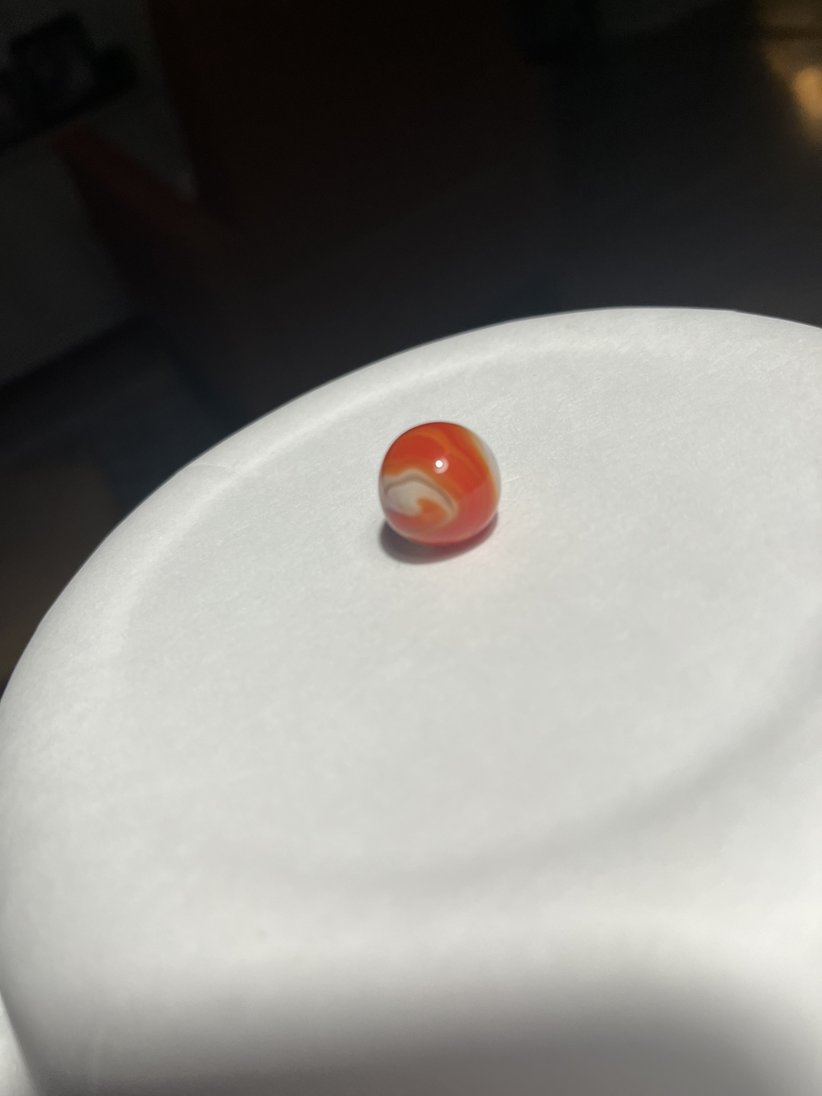 Orange and White Corkscrew / Spiral by Akro Agate