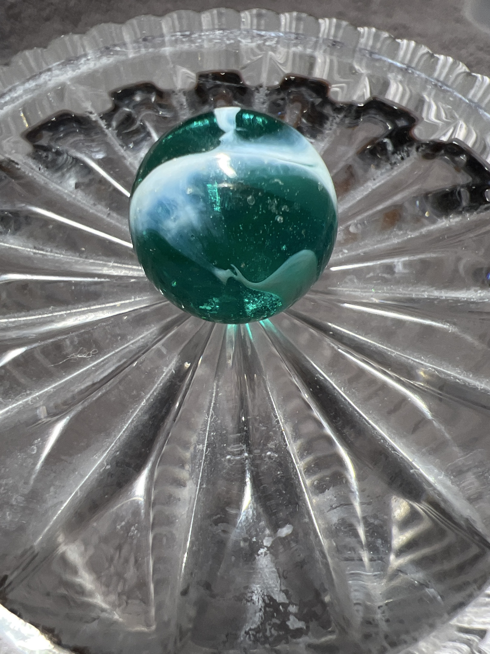 Transparent Green with White Swirl by Akro Agate Company