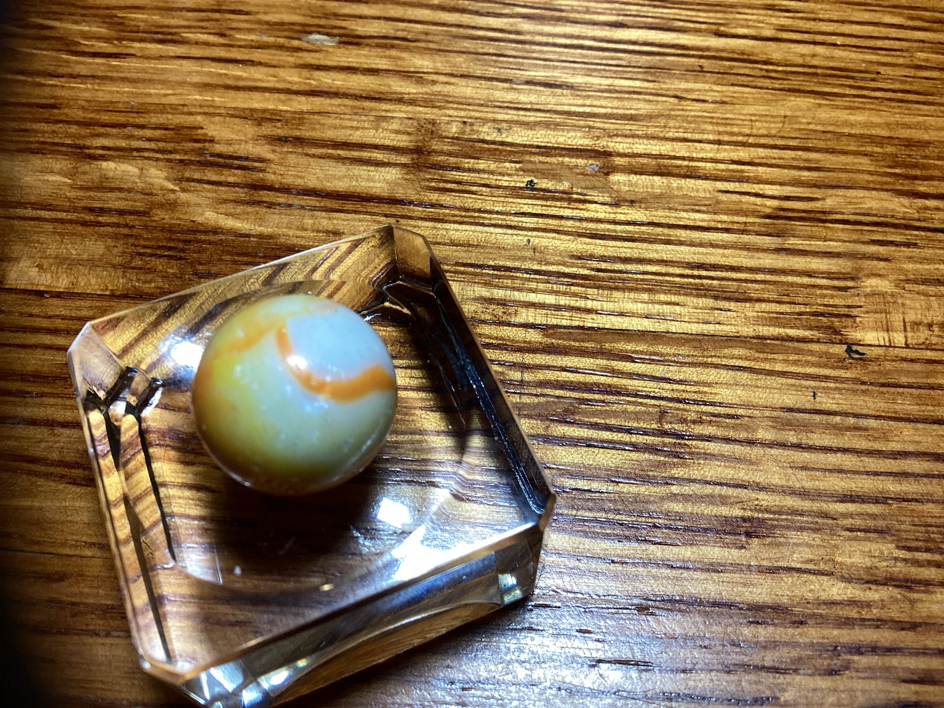 White, Orange, and Yellow Conqueror by Vitro Agate Company
