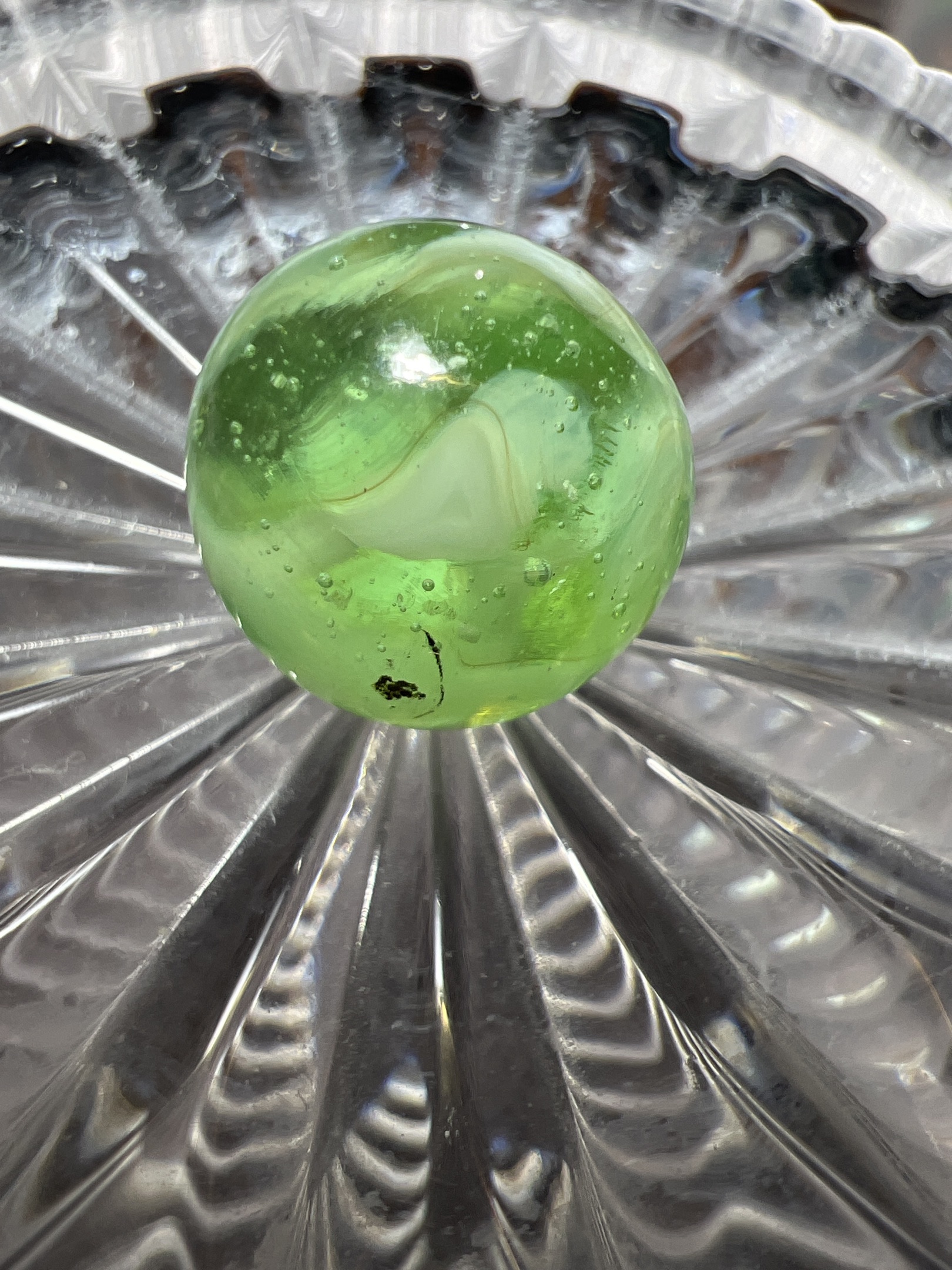 Green and White Swirl by Akro Agate Company
