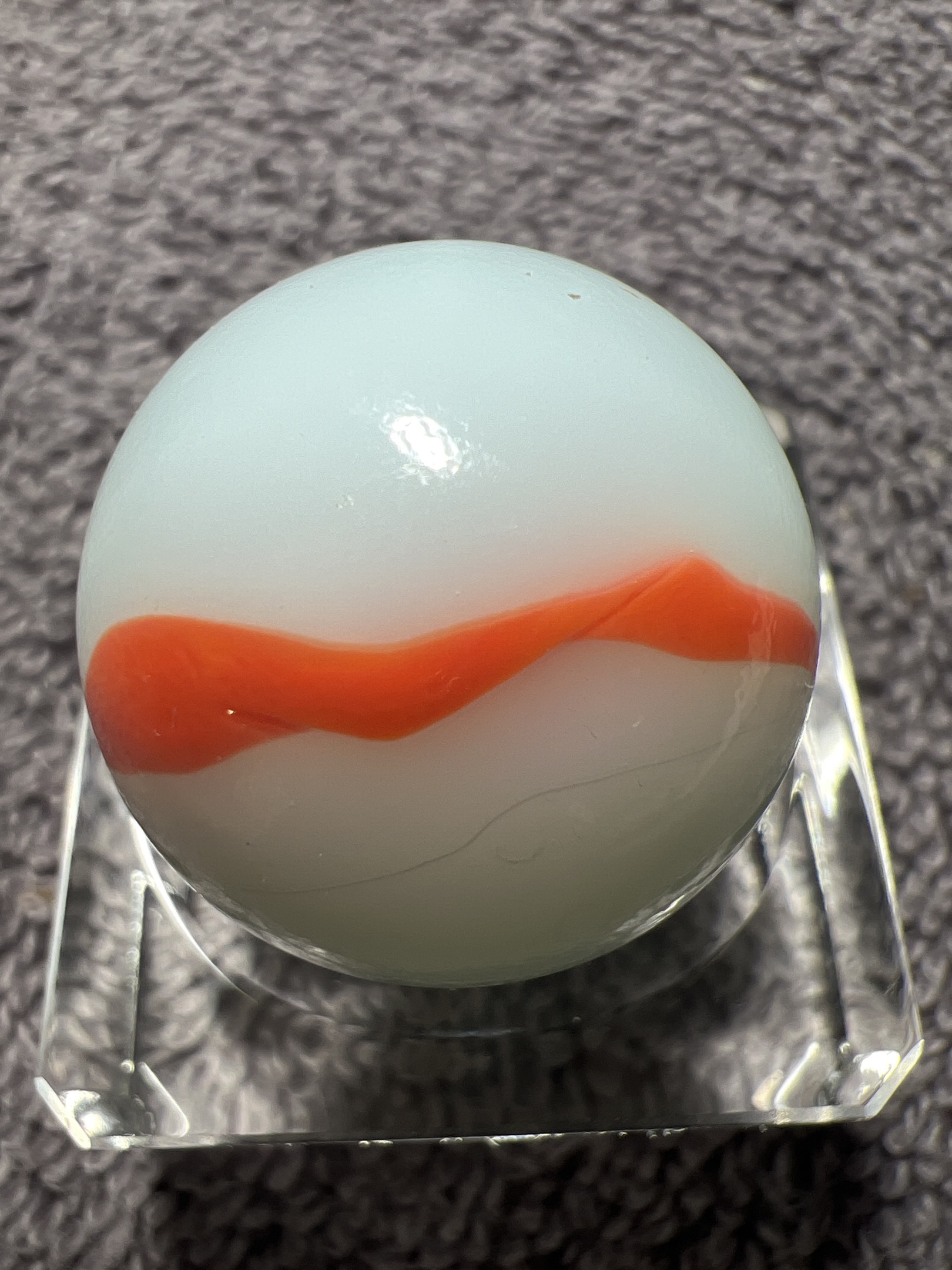 Orange and Yellow Popeye by Akro Agate Company