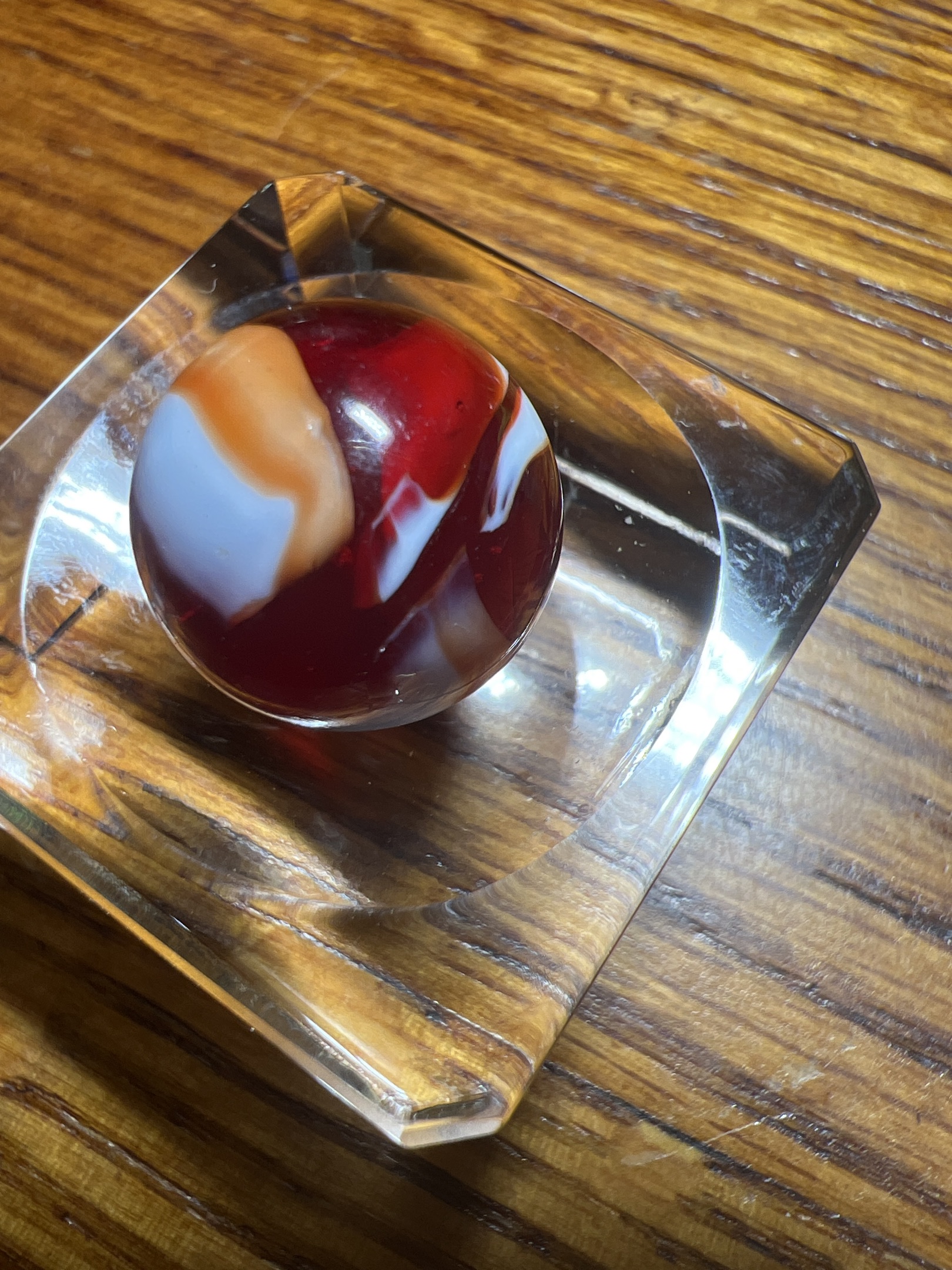 Red, White, and Orange Tri-Color by Peltier Glass Company