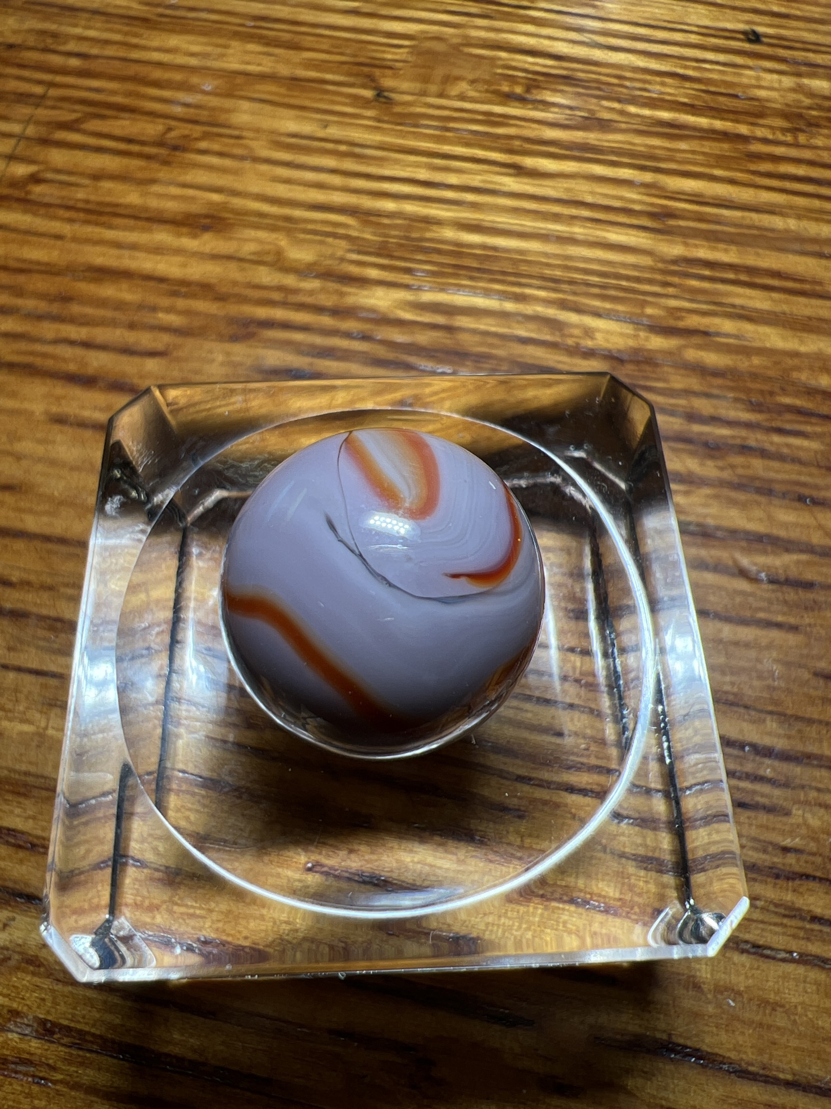 Lavender and Orange Swirl by Akro Agate Company