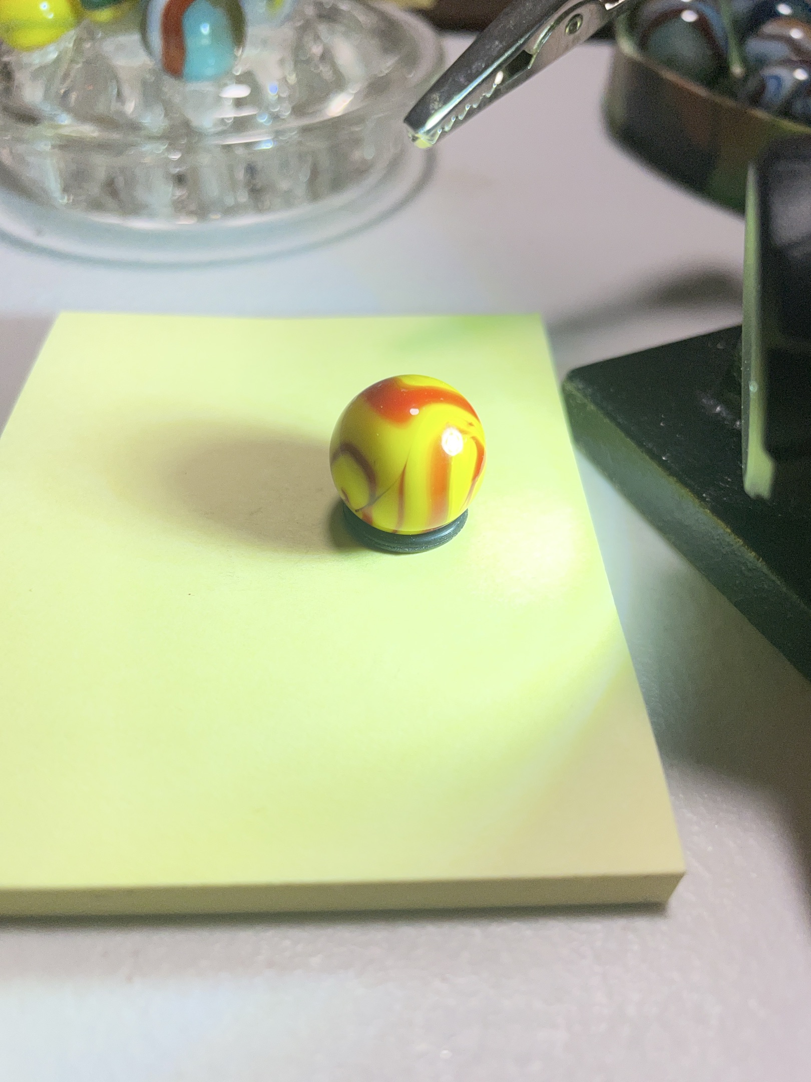 Flame Corkscrew - Yellow with Red by Akro Agate