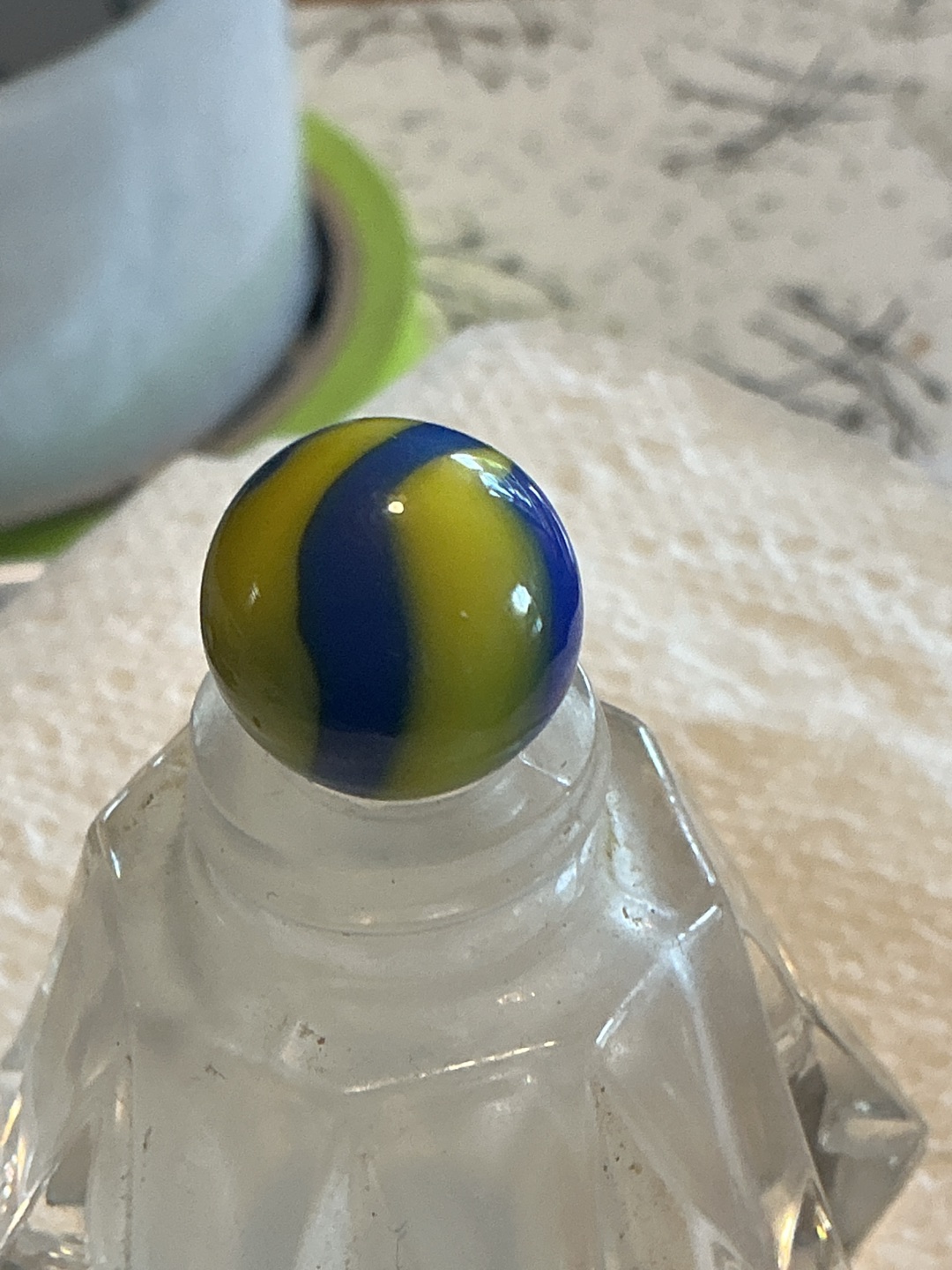 Swedish Swirl (Swedish Flag) by Peltier Glass Company, identification view
