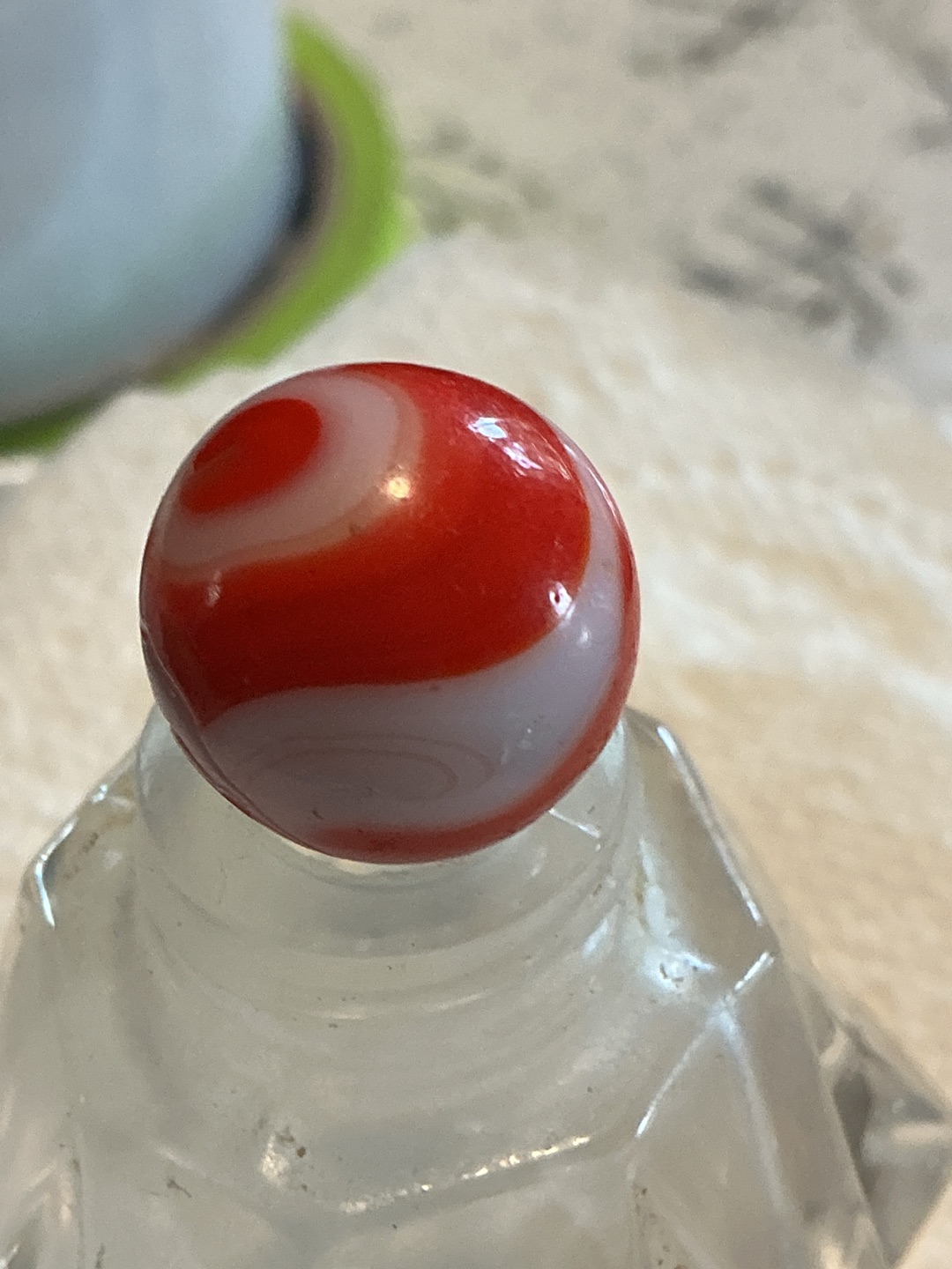 Flame Swirl (Red and White) by Alley Agate, identification view