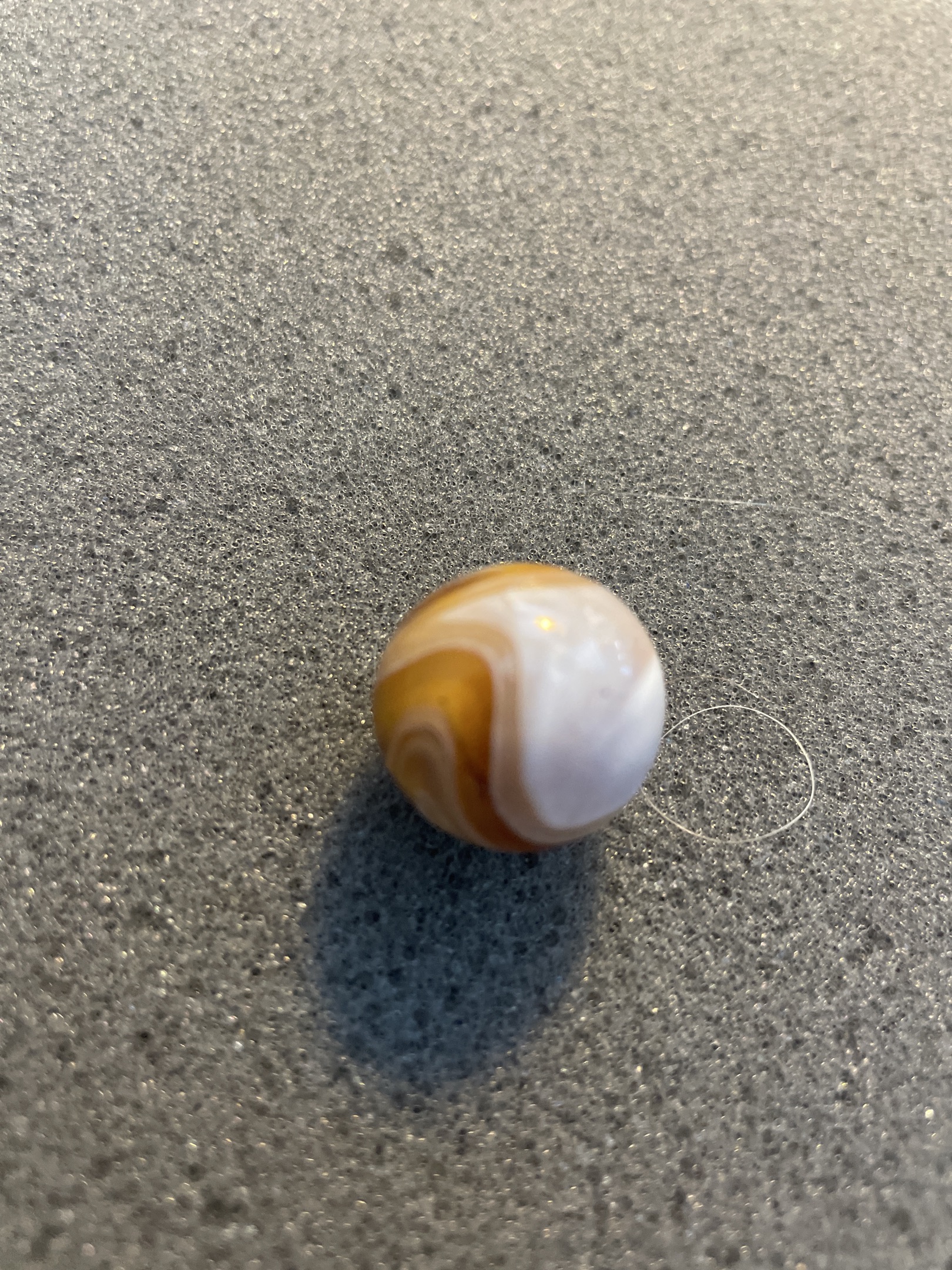 Prize Name (Amber and White) by Akro Agate Company
