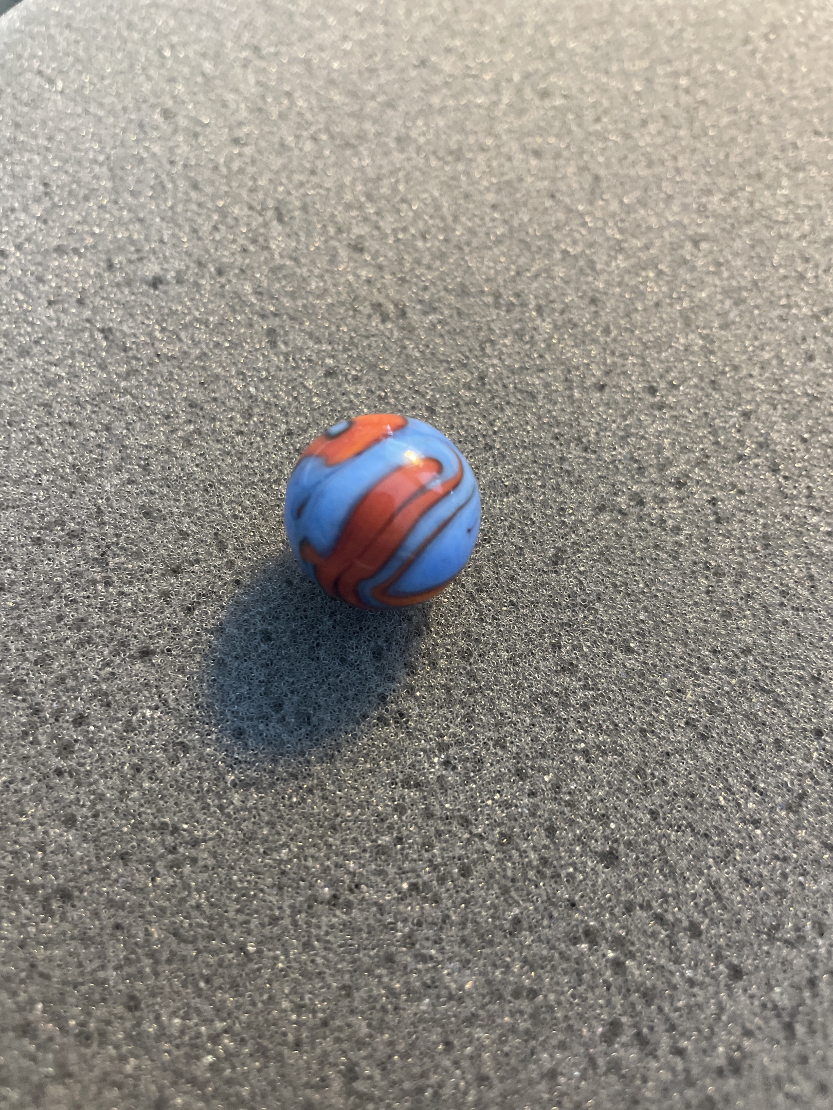 Blue and Orange Swirl by Akro Agate Company