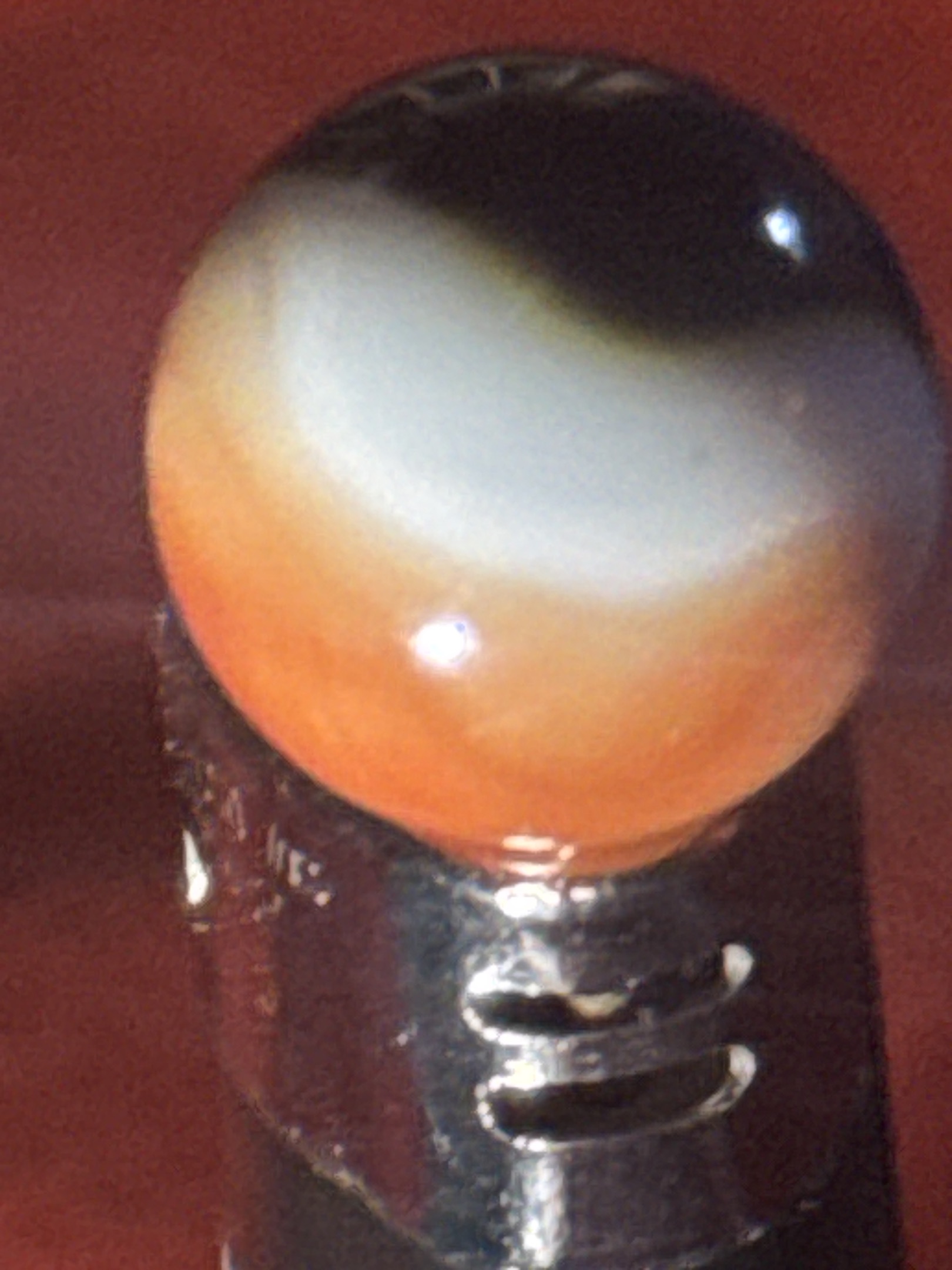 Red and Black Popeye by Akro Agate Company