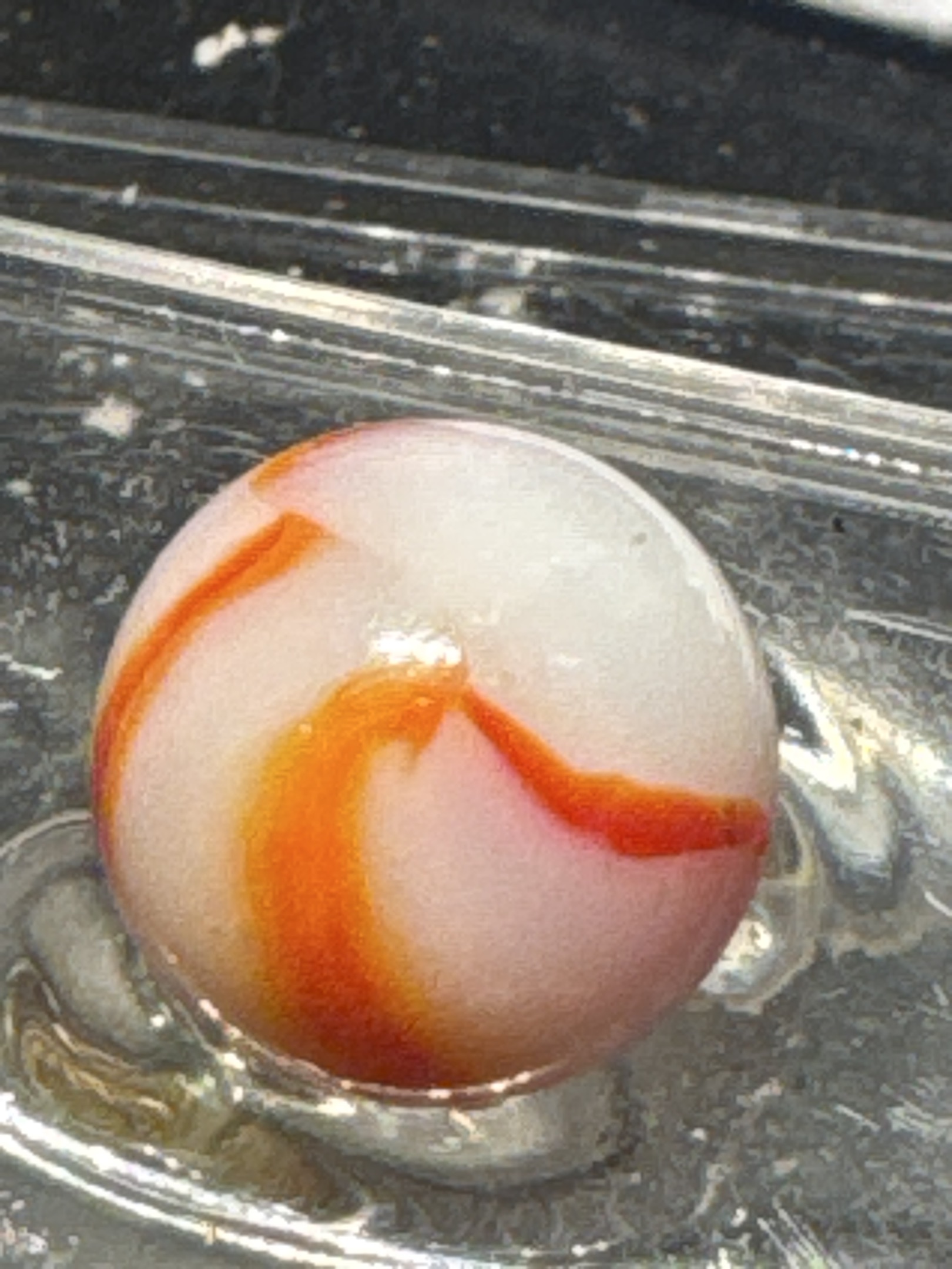 Orange Corkscrew (on white) by Akro Agate, identification view