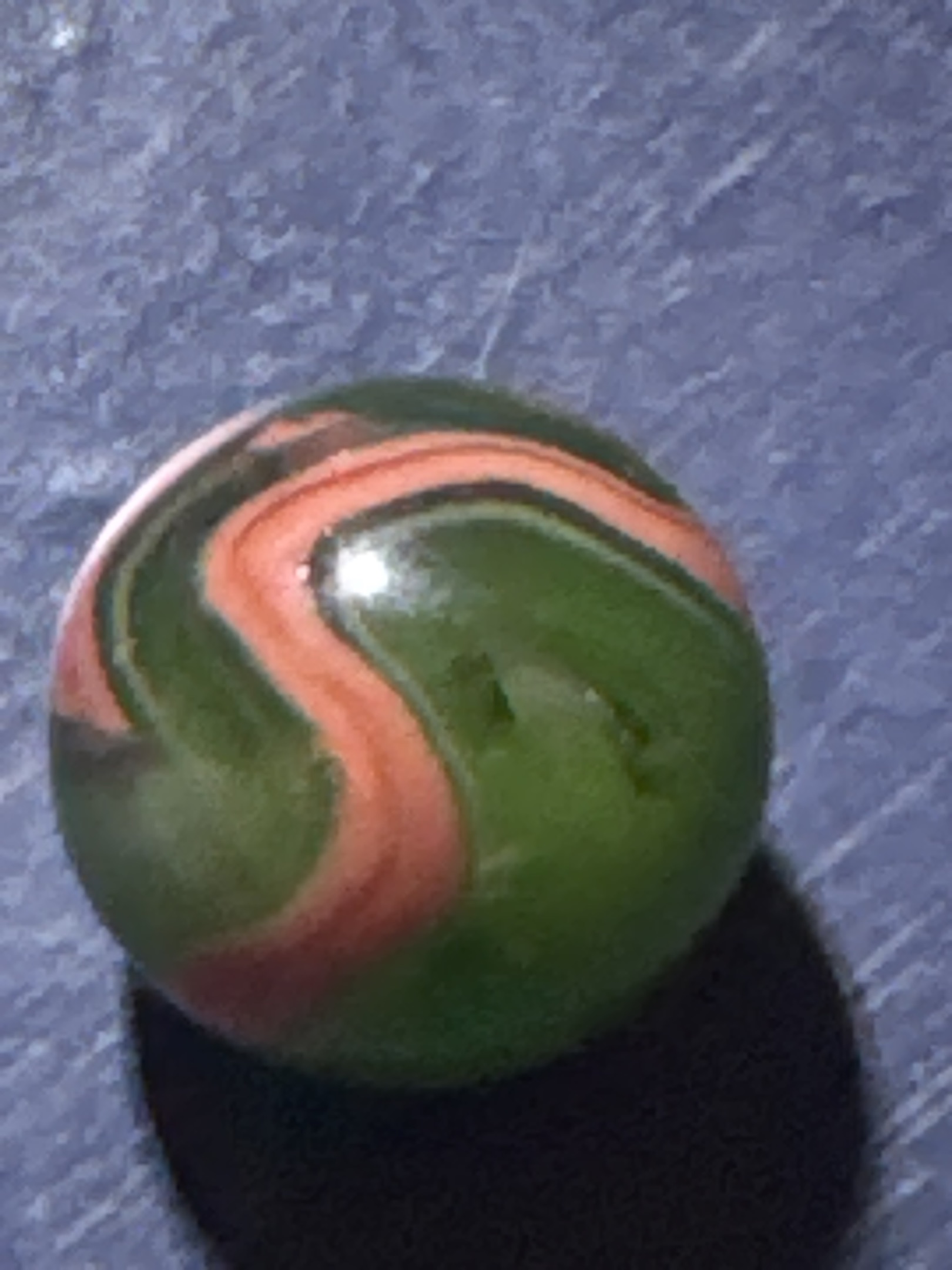Tri-Color Corkscrew (Green, Orange, White) by Akro Agate Company