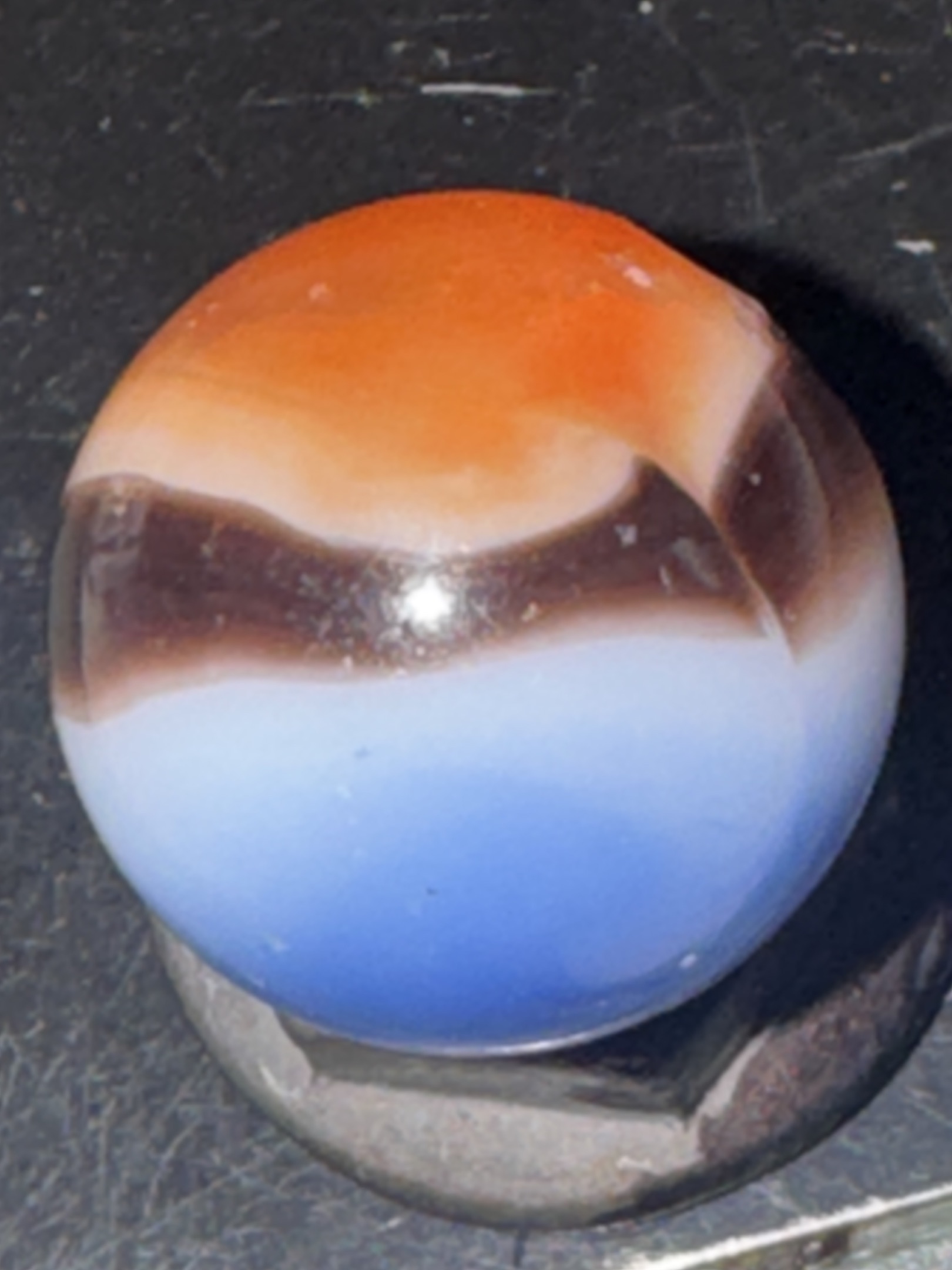 Special - Orange and Brown on White by Akro Agate, identification view
