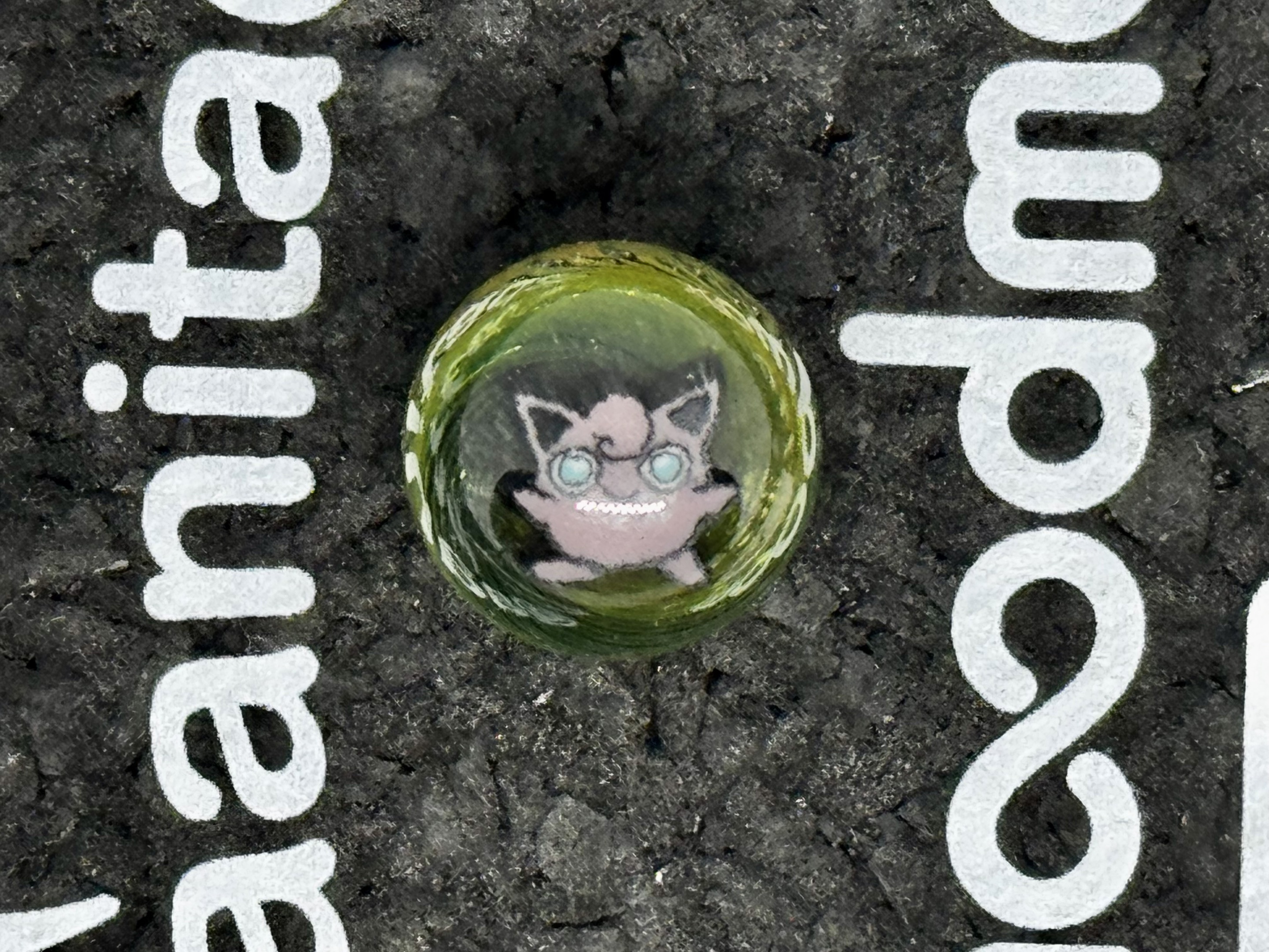 Jigglypuff Bubbletrap Collaboration Marble by Steve Sizelove x Firefox Glass x Slick Rick Glass, identification view
