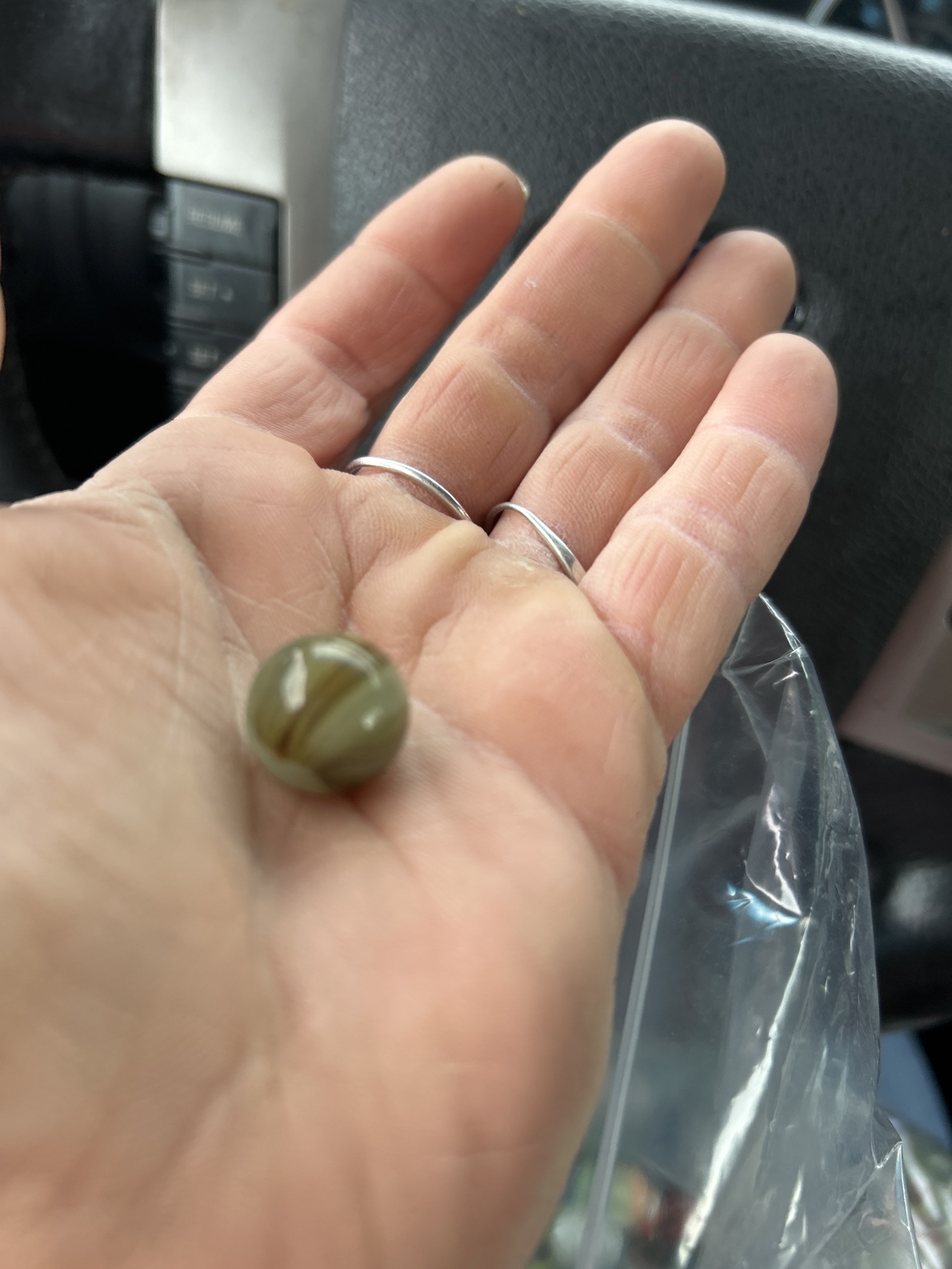Olive Green Slag by Akro Agate Company