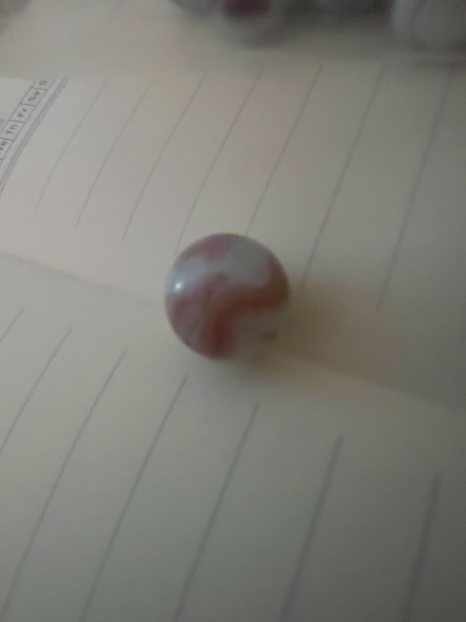 Oxblood Swirl by Akro Agate Company, identification view