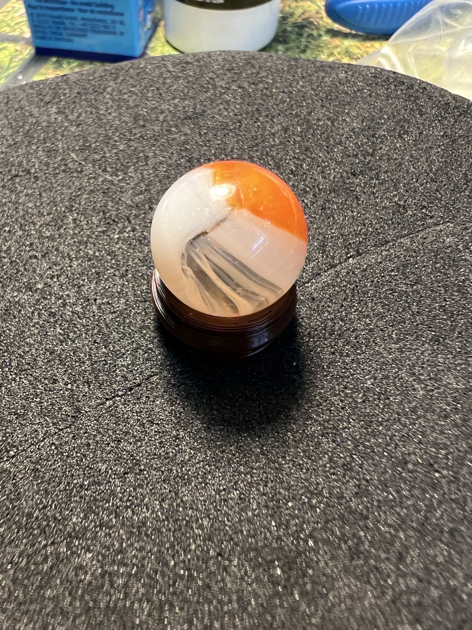 Orange and White Patch by Akro Agate Company, identification view