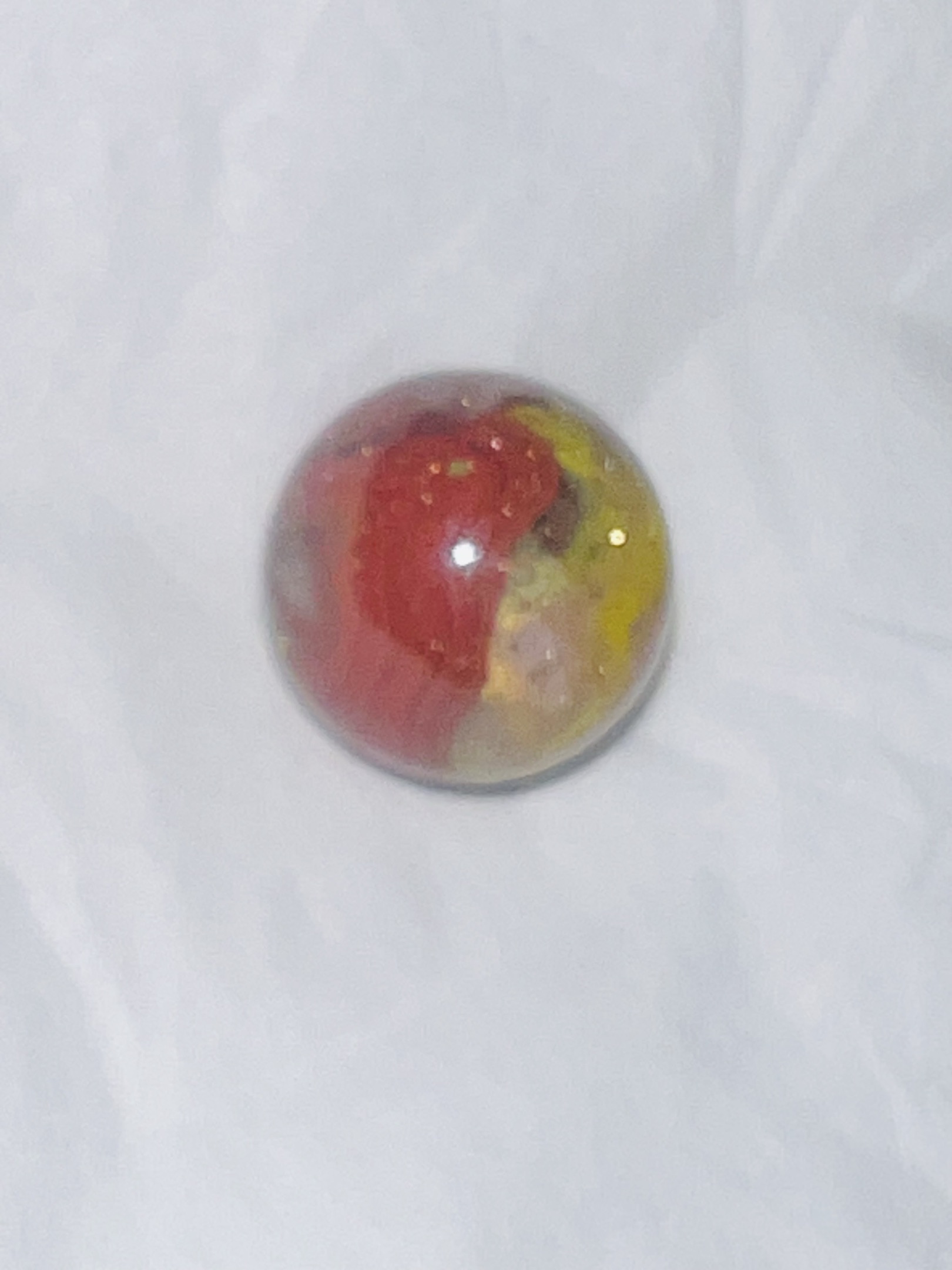 Electric Red and Yellow Swirl by Christensen Agate Co., identification view