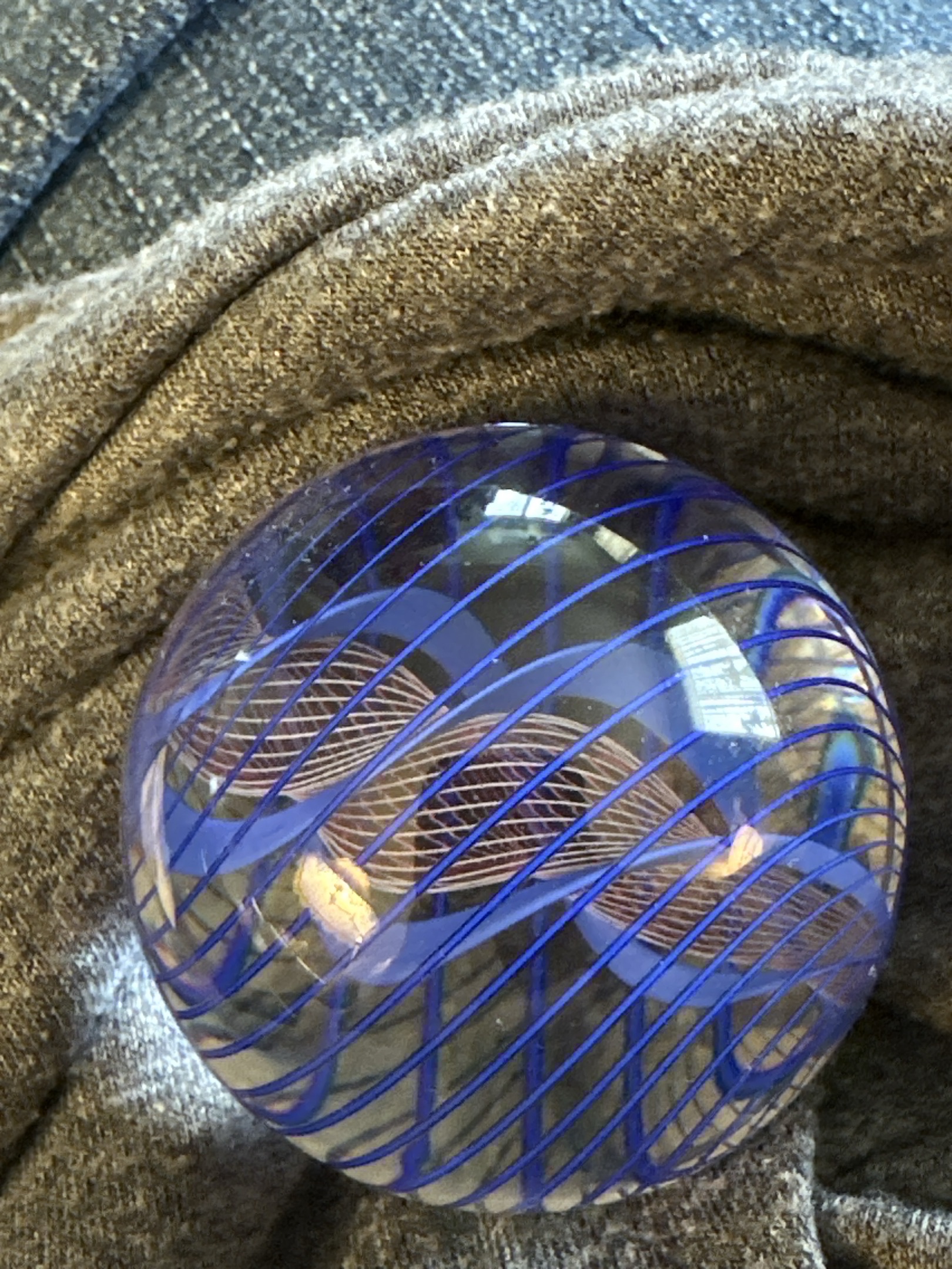 Latticinio Core with Outer Threads by German Glassblowers (Lauscha Region)