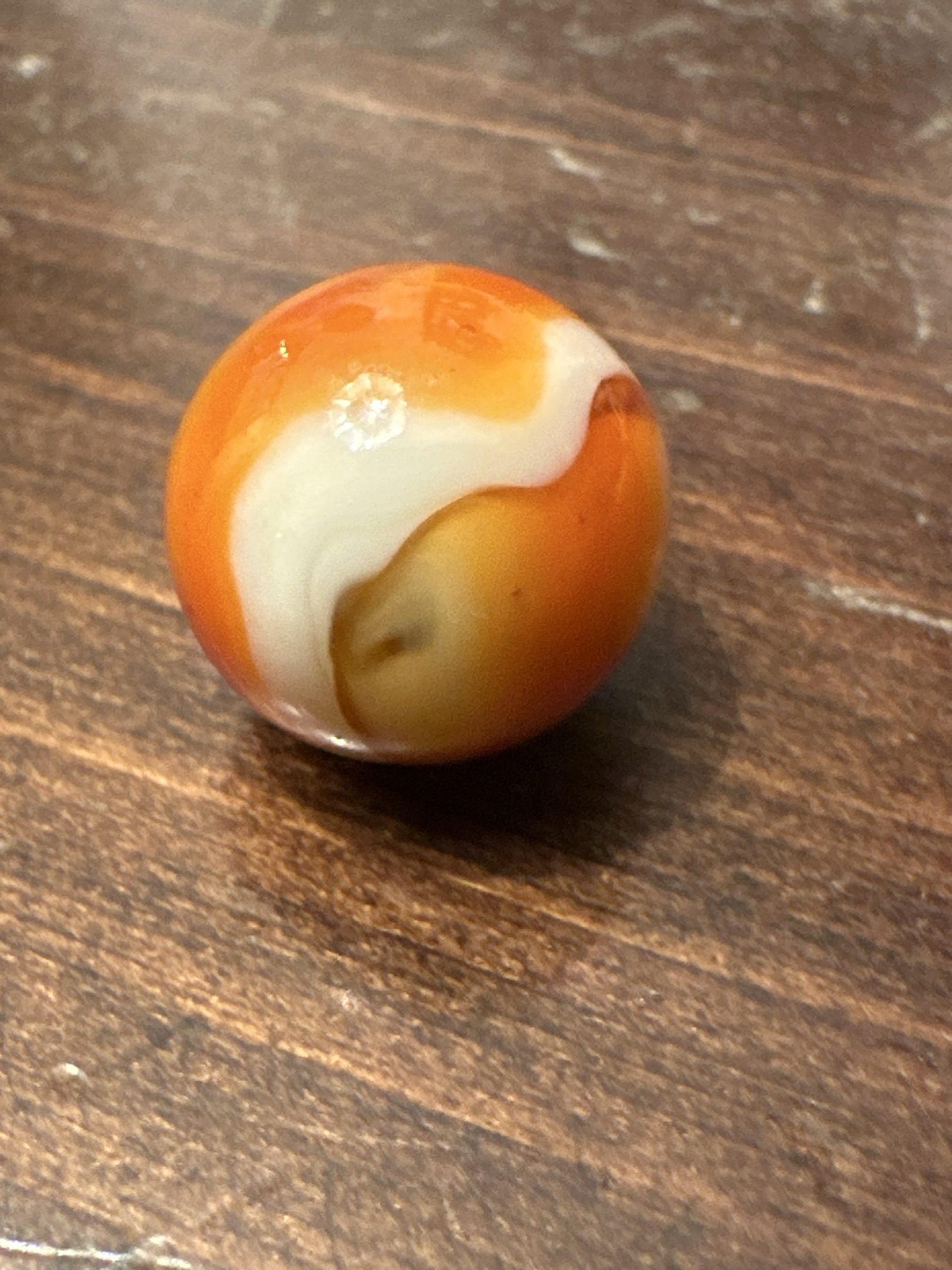 Orange and White Swirl by Alley Agate, identification view