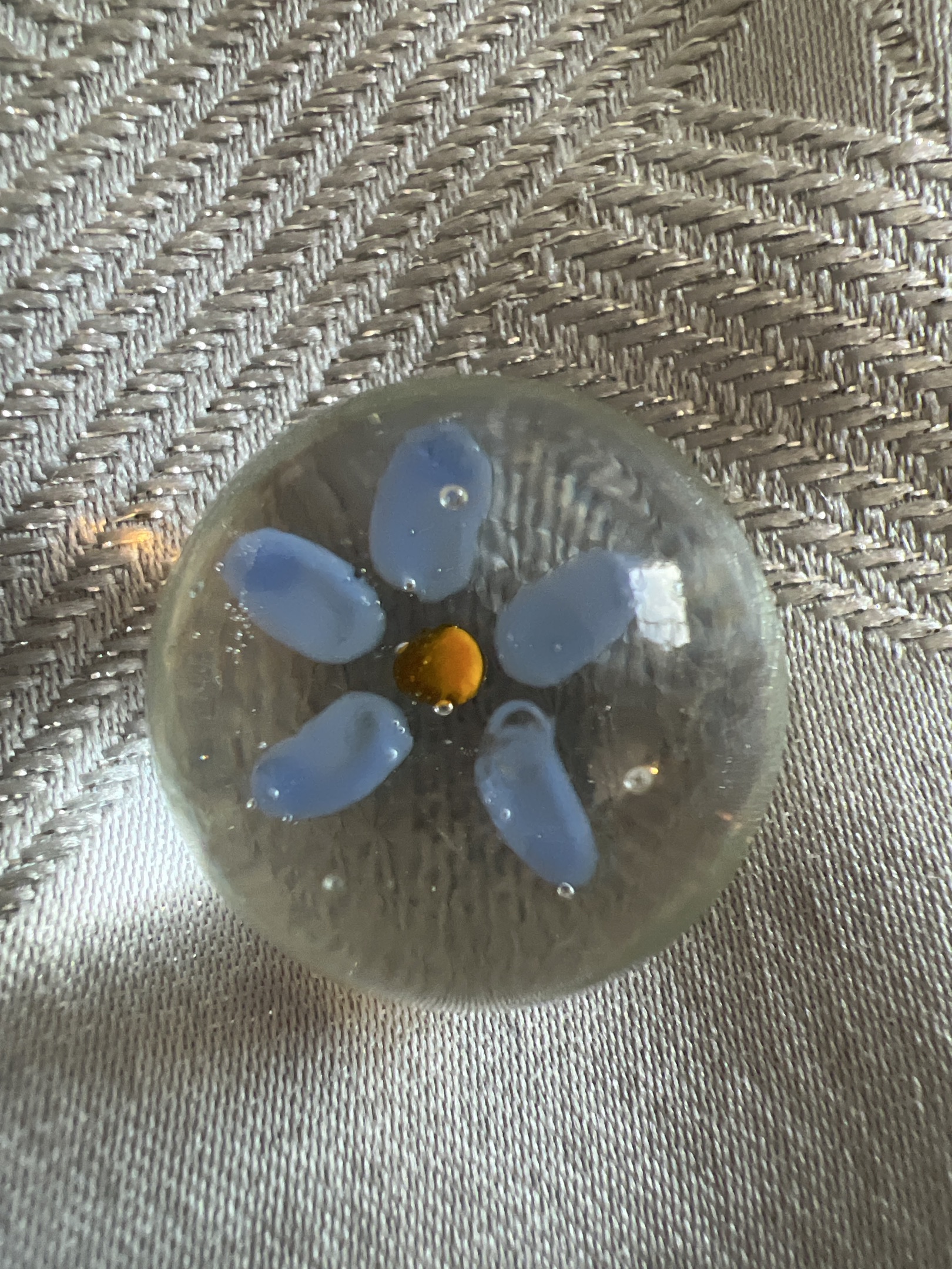 Blue Daisy - 5 Petal with Amber Center by Contemporary Chinese / Studio Art Glass, identification view