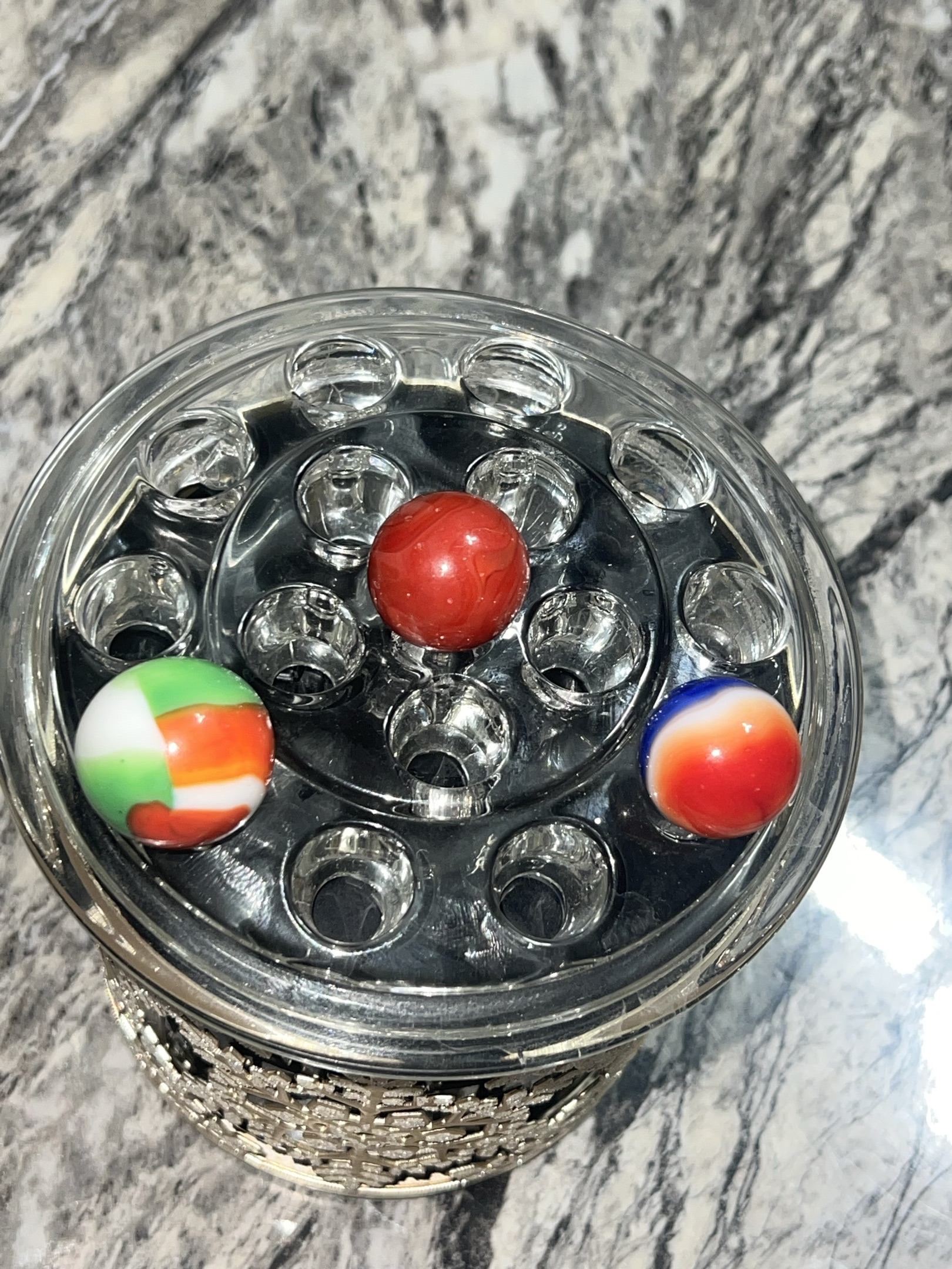Tricolor Swirl (Orange, Green, and White/Red) by Christensen Agate Company