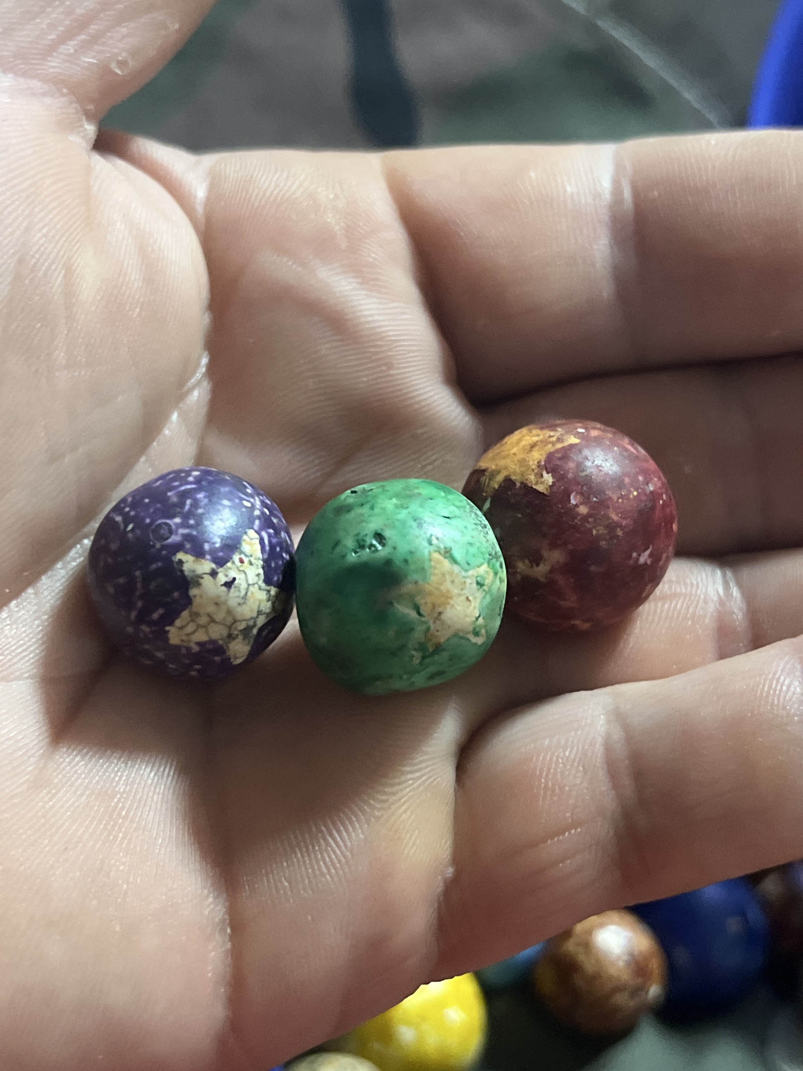 Painted Star Clay Marble by Unknown / Non-Glass