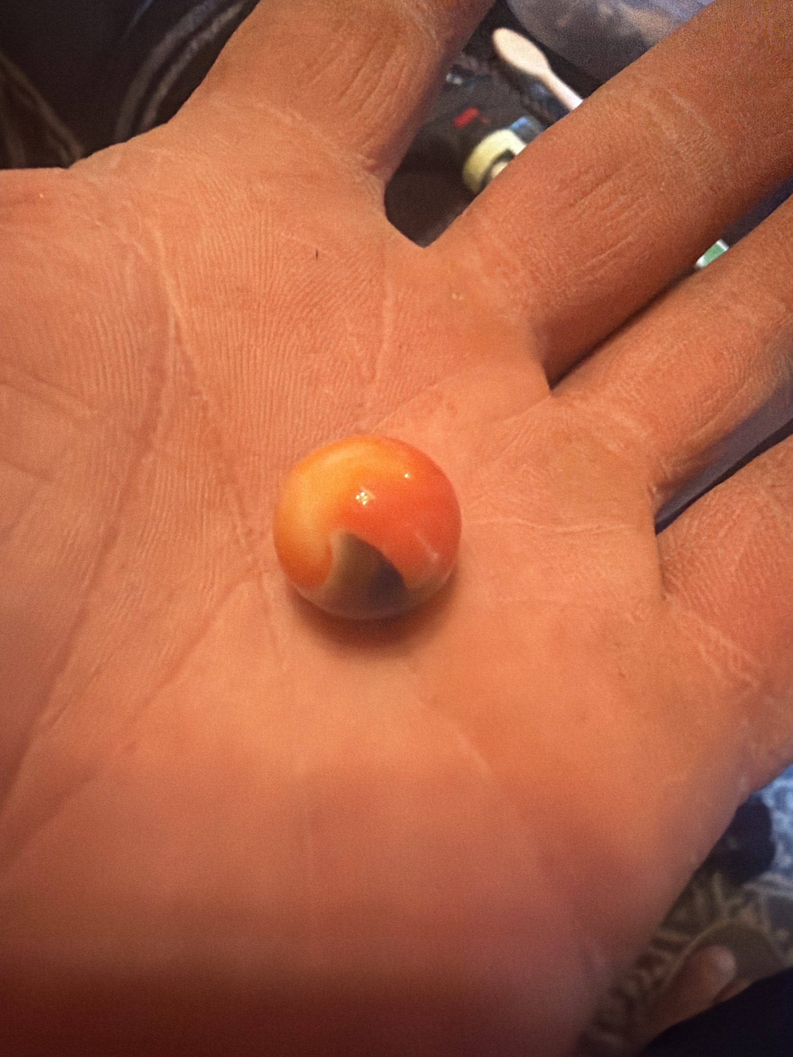 Tri-Color Conqueror (Orange, Blue-Grey, White) by Vitro Agate Company