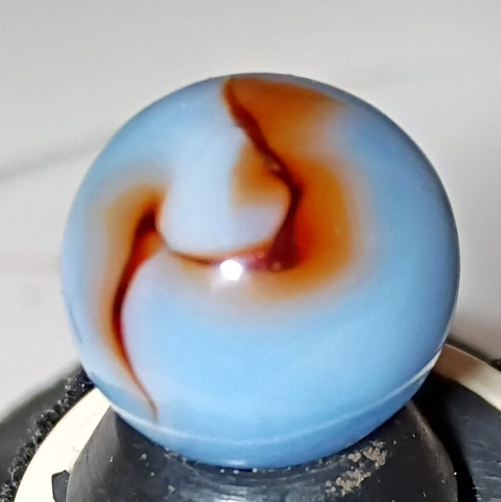 Special - Blue with Oxblood by Akro Agate, identification view
