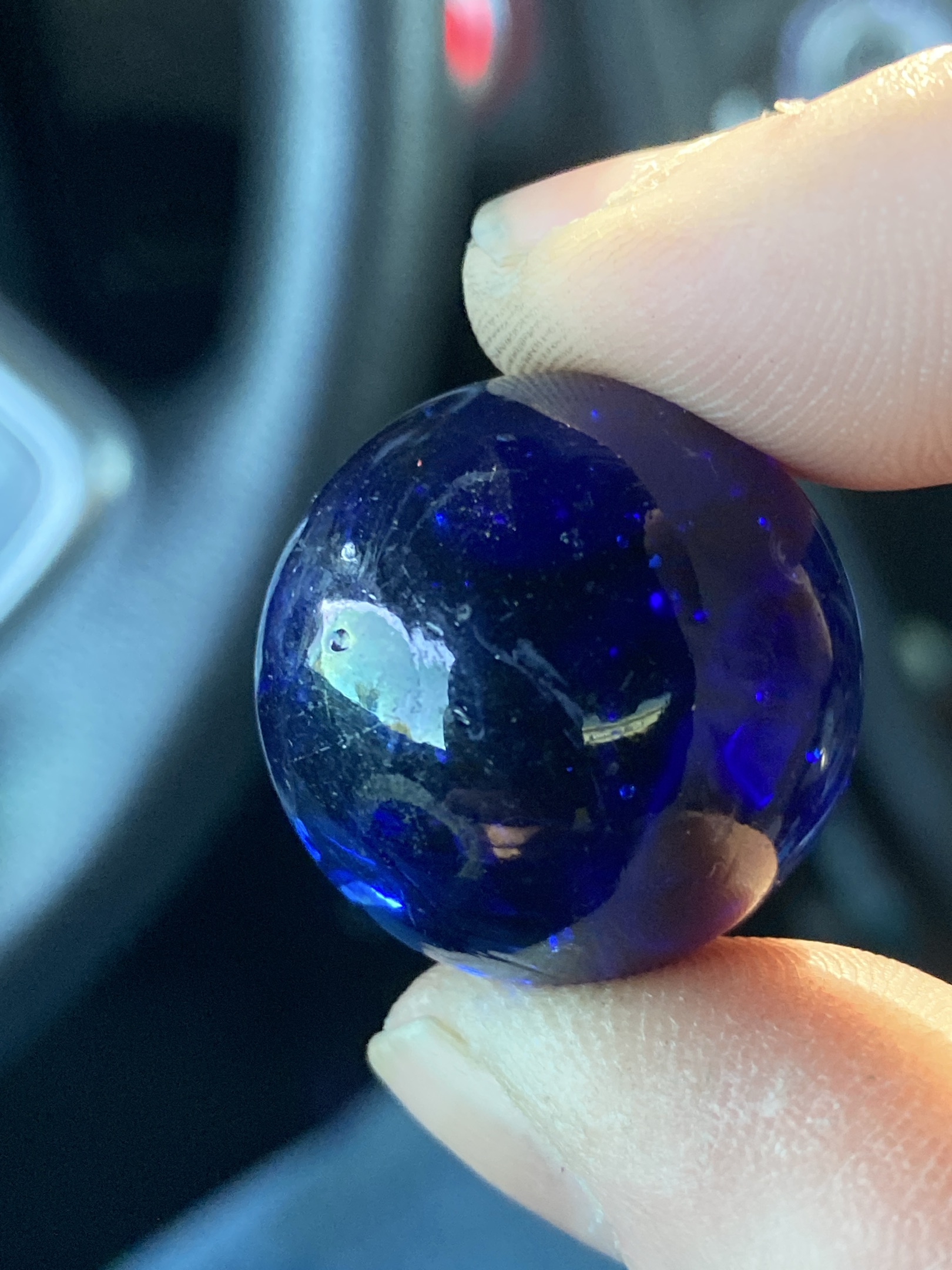 Translucent Cobalt Blue by Akro Agate Company, identification view