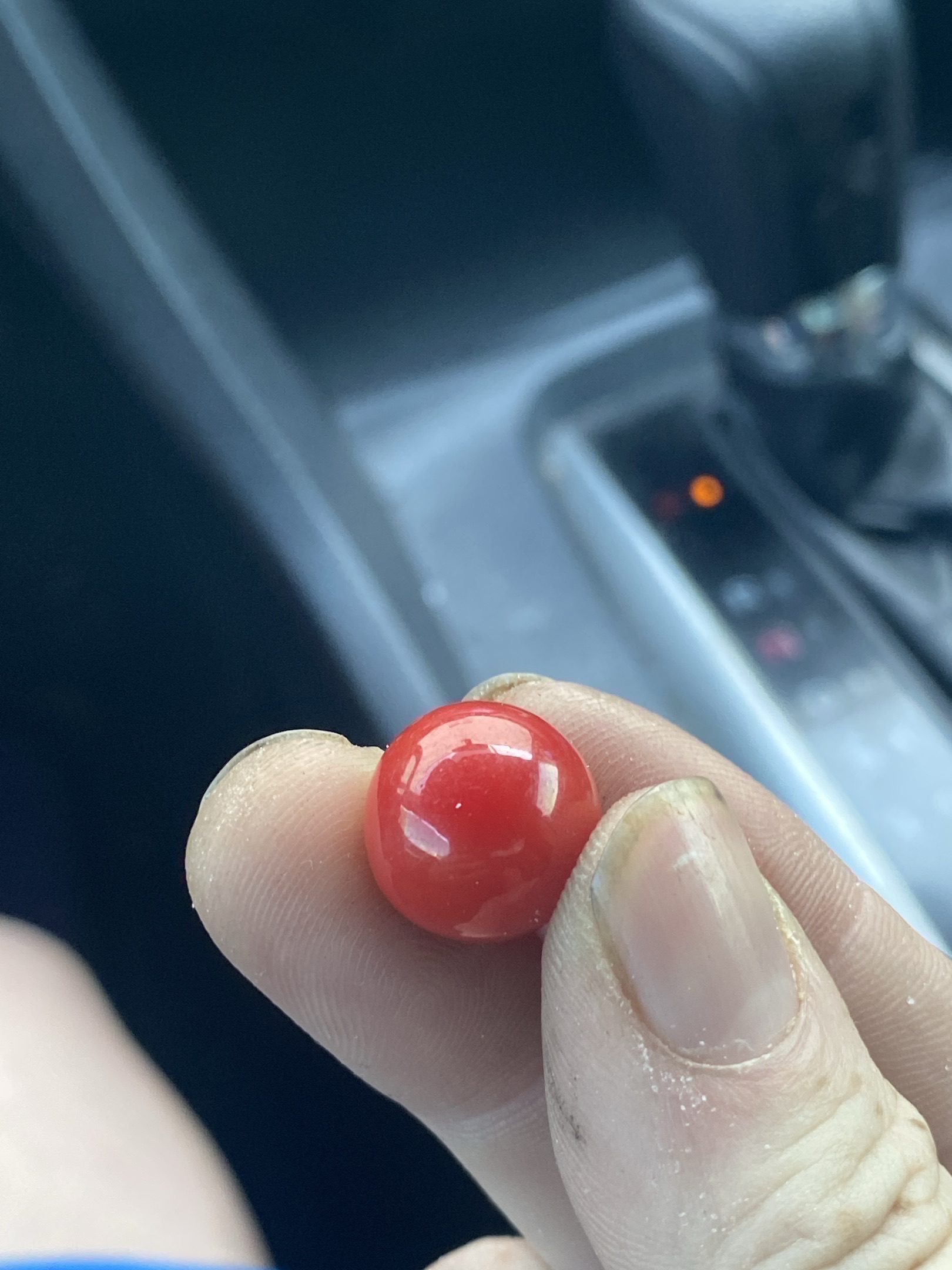 Solid Red Game Marble by Akro Agate Company, identification view