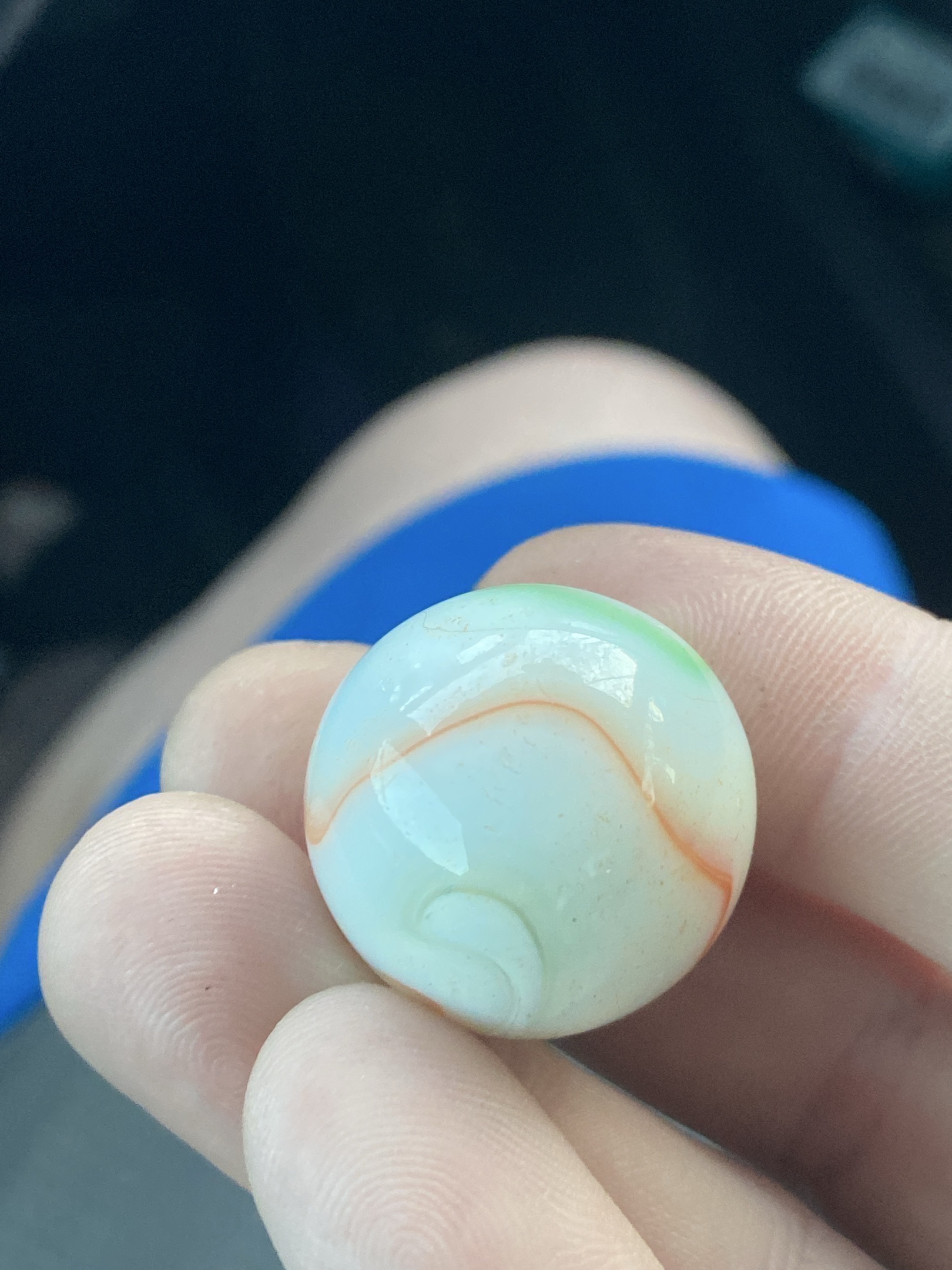 Tri-Lite (Green and Orange variant) by Vitro Agate Company, identification view