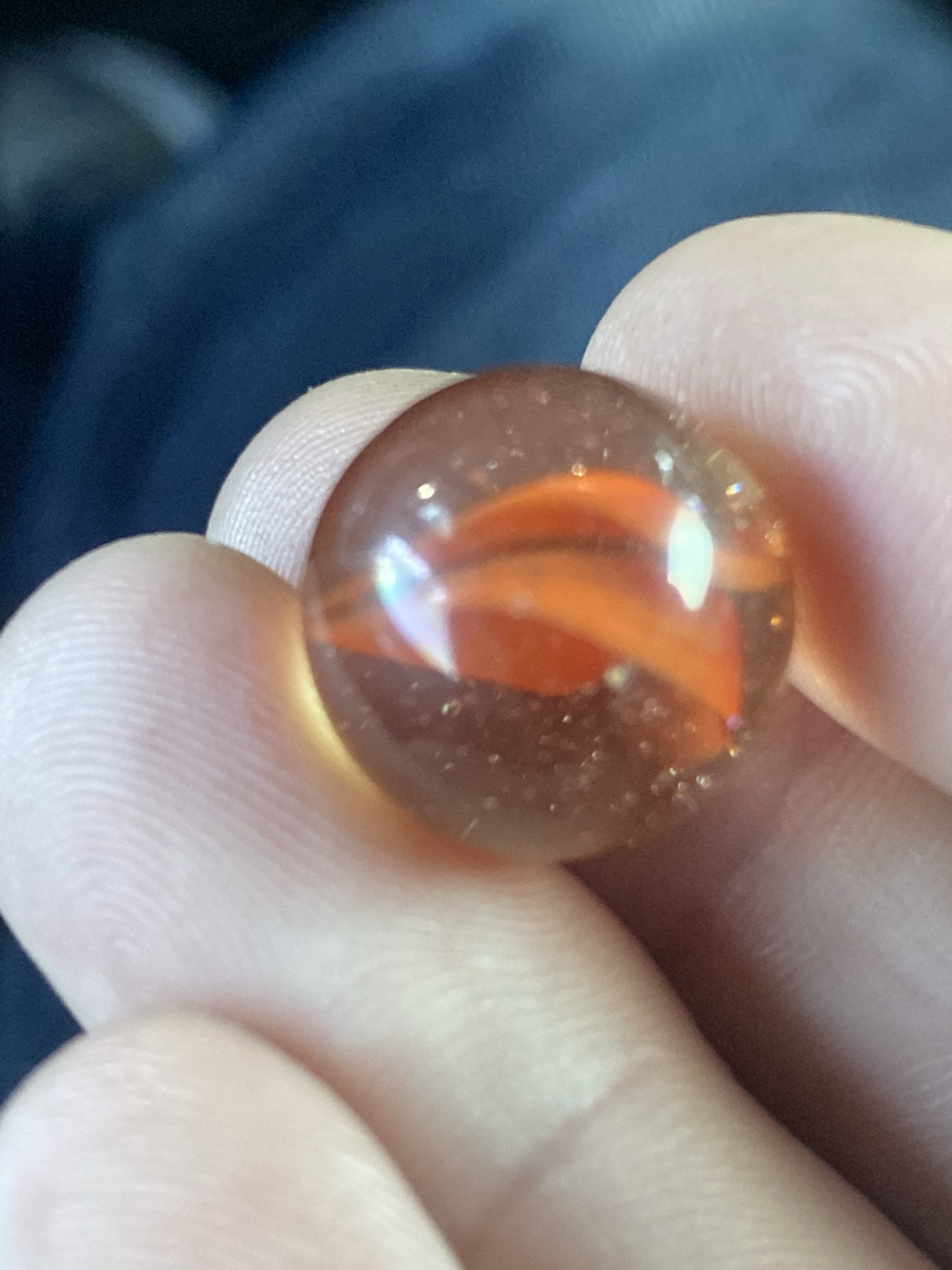 Orange Cat's Eye by Vitro Agate Company, identification view