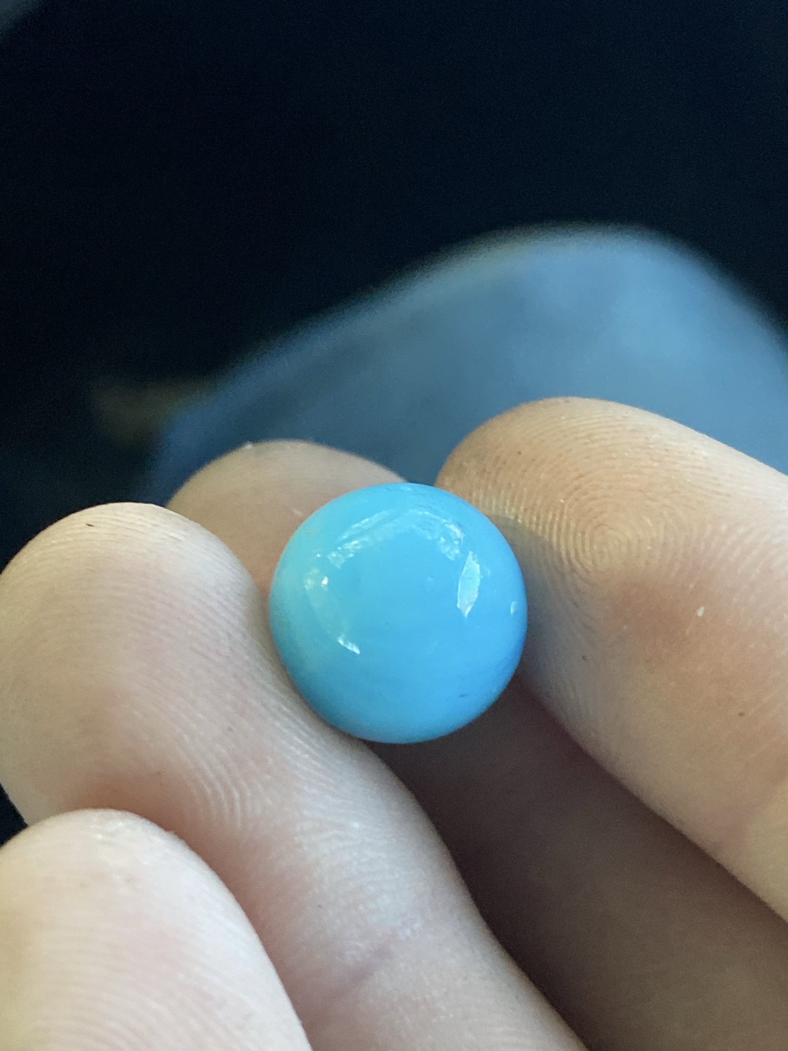 Turquoise Game Marble by Vitro Agate Company, identification view